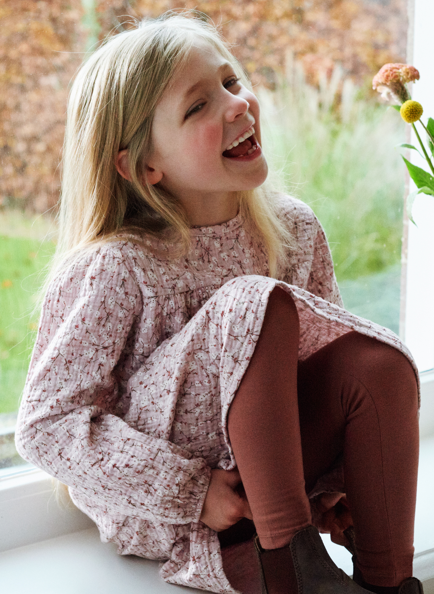 Mädchen-Kleid Musselin Rosa