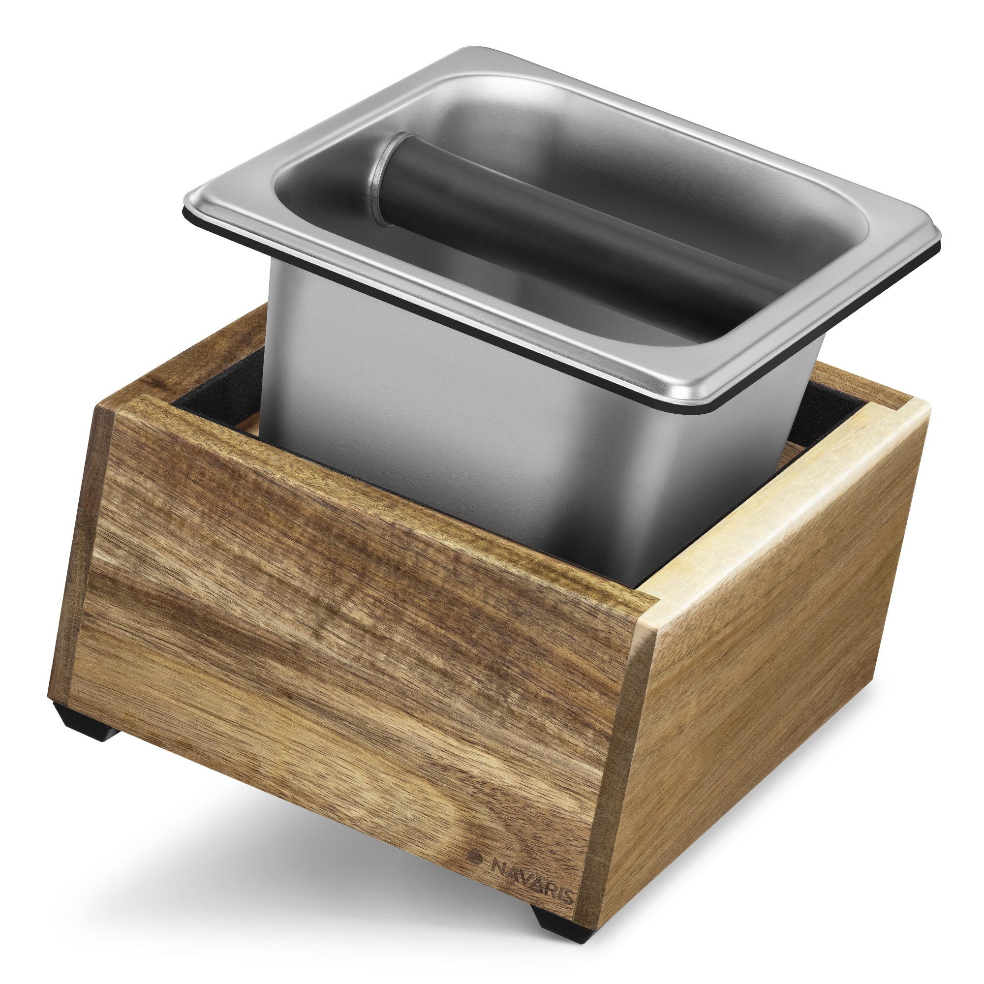 Navaris Kaffeemühle Abklopfbehälter Holz 18x17x11cm - für Siebträger - Espresso
