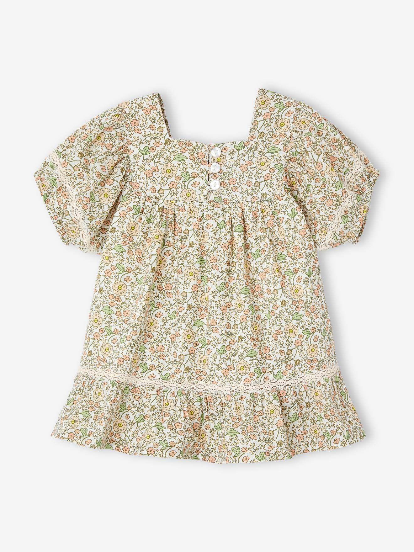 Vertbaudet Mädchen Baby Kleid mit Spitze - vanille