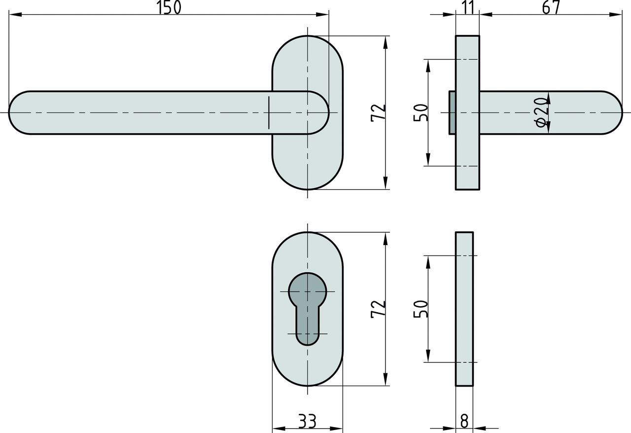 Basi Schmalrahmen-Rosettenpaar - ZBR 3250 PZ (PZ-Lochung)