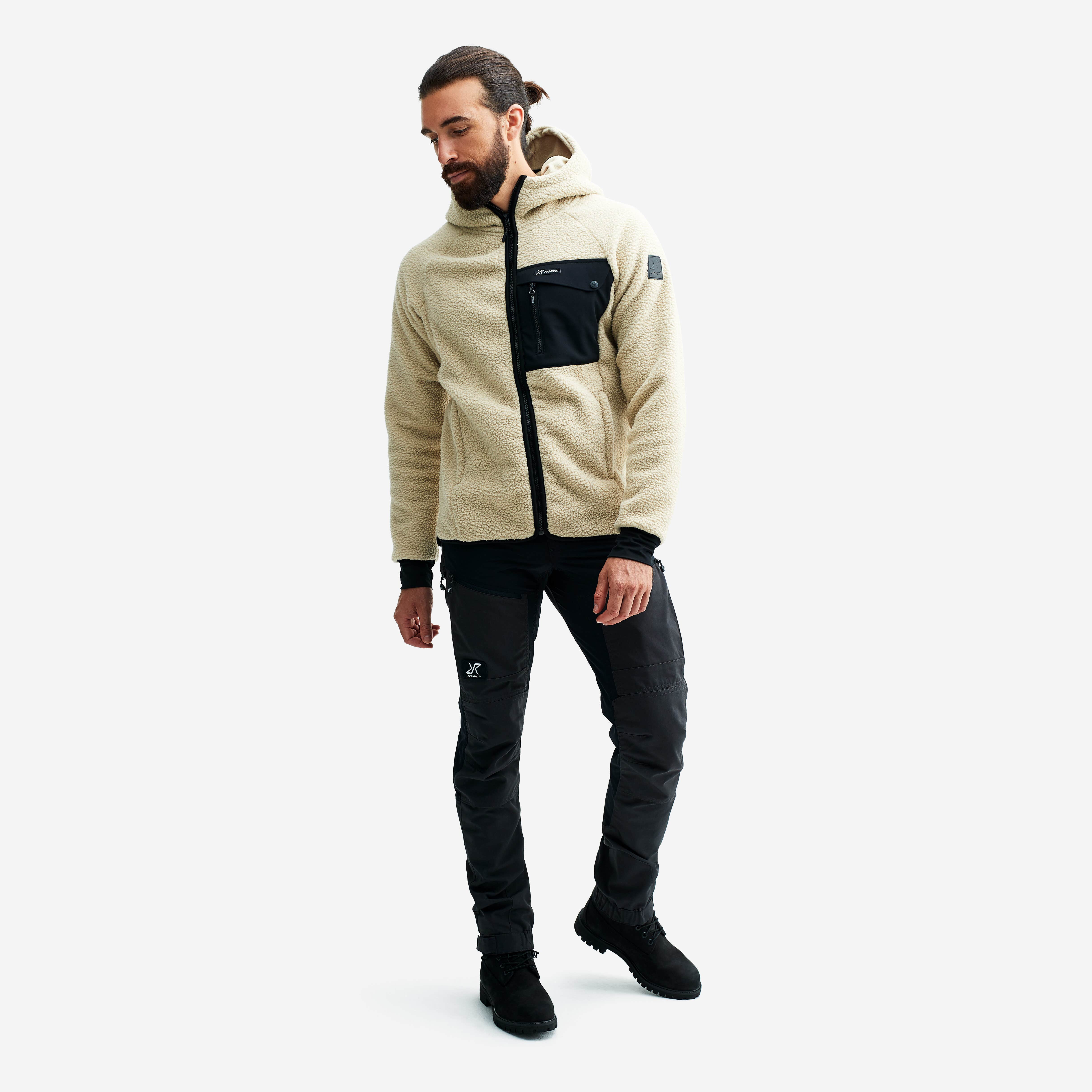 Sherpa Hoodie Homme Beige Khaki