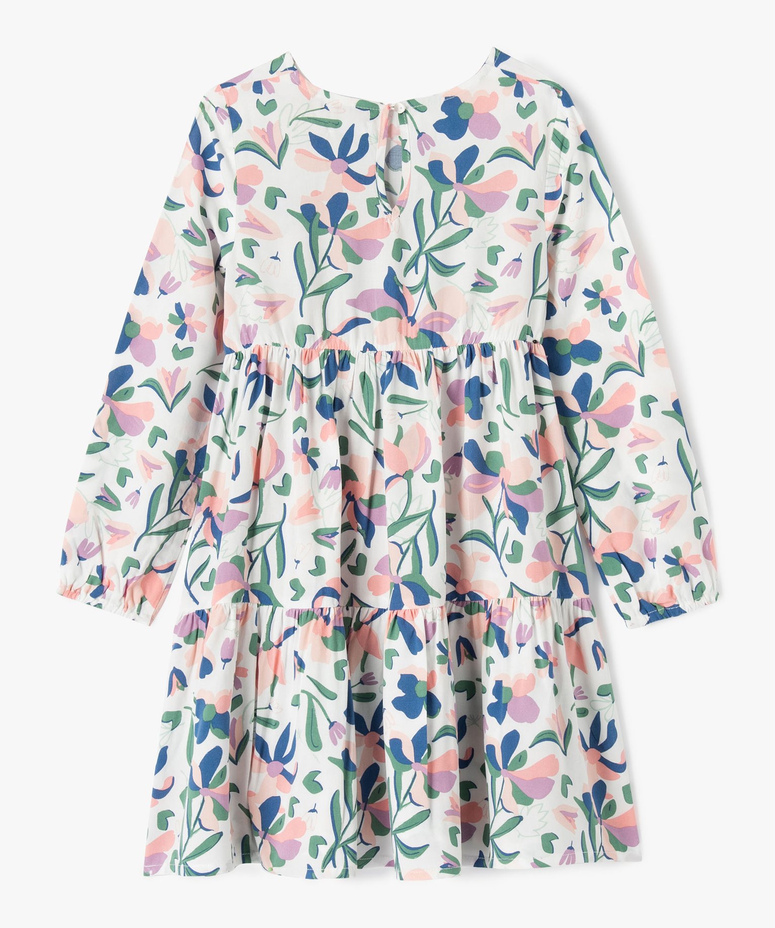 Robe à manches longues imprimée fille ecru | GEMO