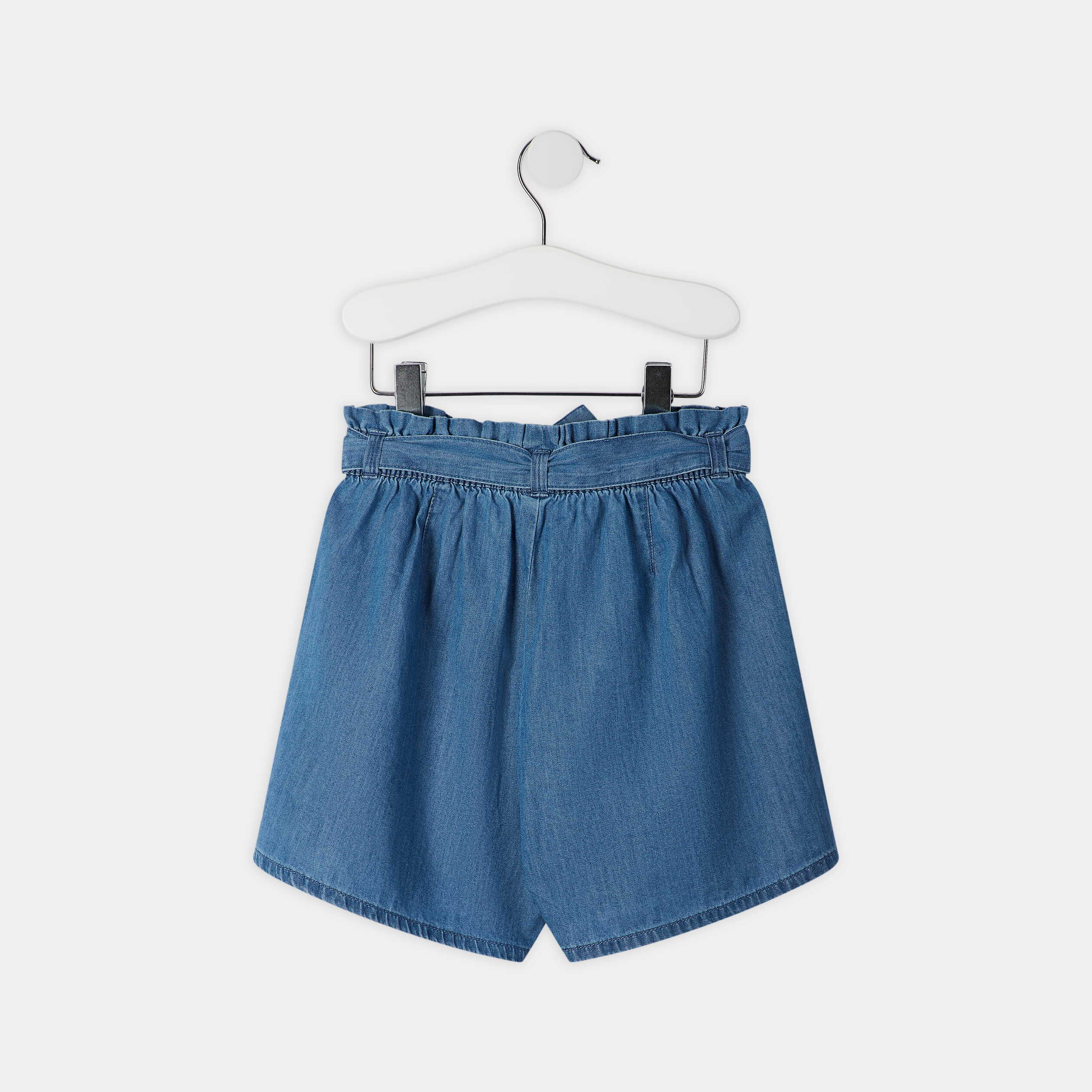 Short paperbag en jean denim double stone fille | La Halle