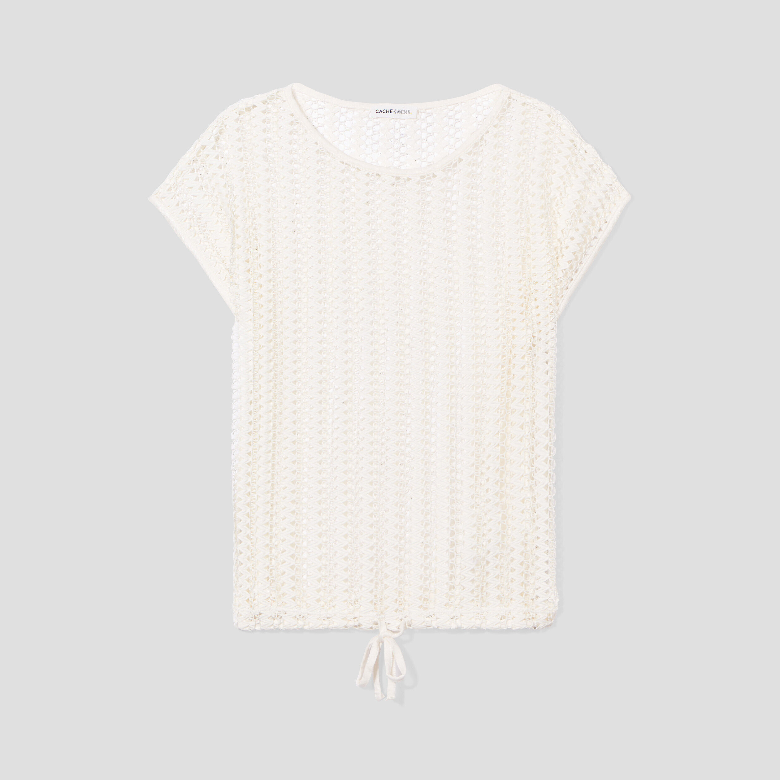 T-shirt macramé ajouré ecru femme | Cache Cache