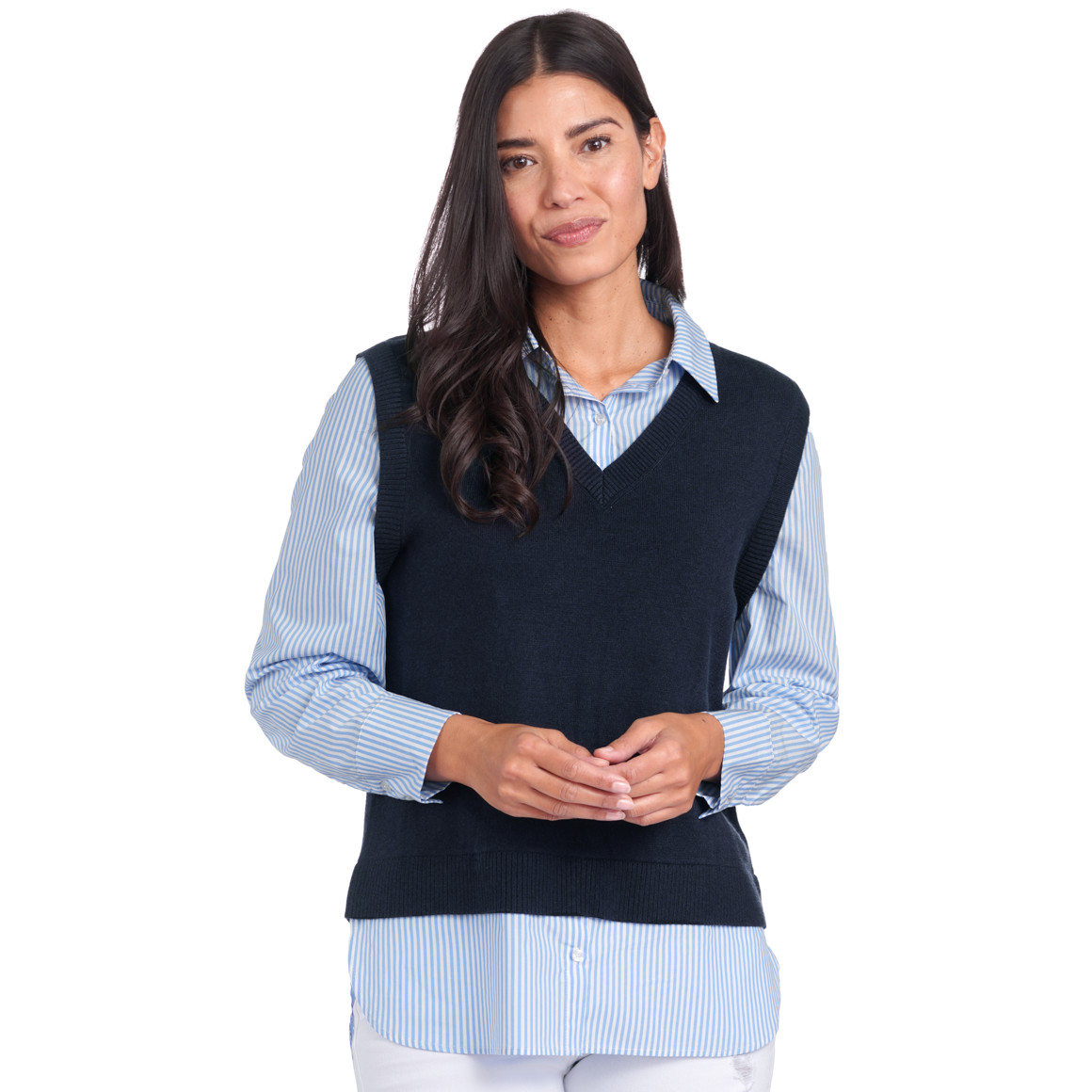 Damen Strickpullunder im Layer-Look