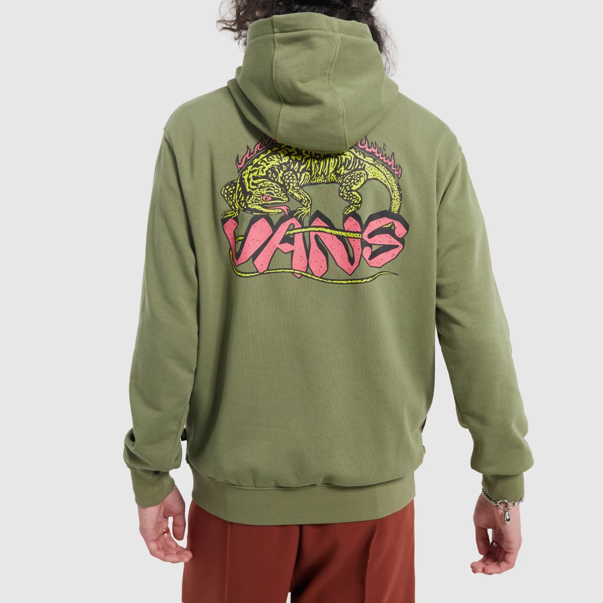 Vans Fiery Friend kapucnis pulóver khaki színben