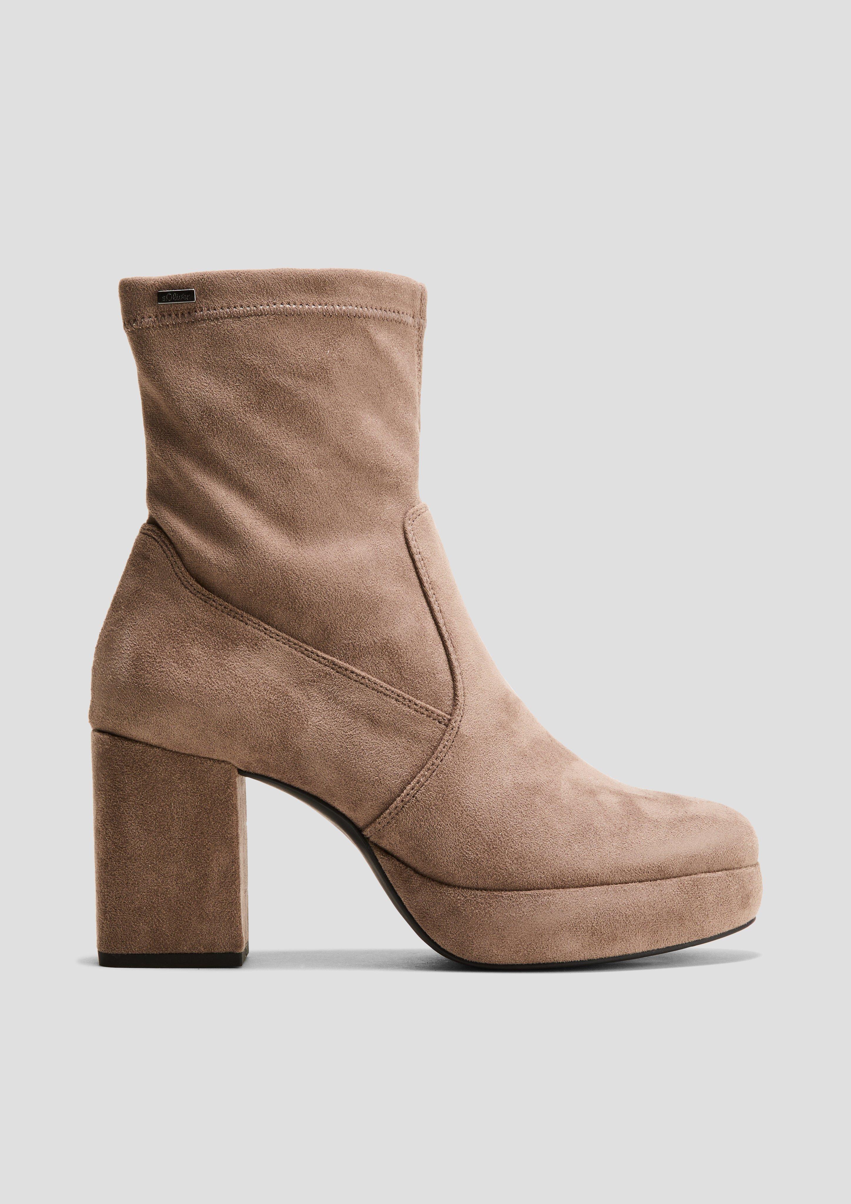Stiefel mit Blockabsatz in Velorslederoptik  6008302-341