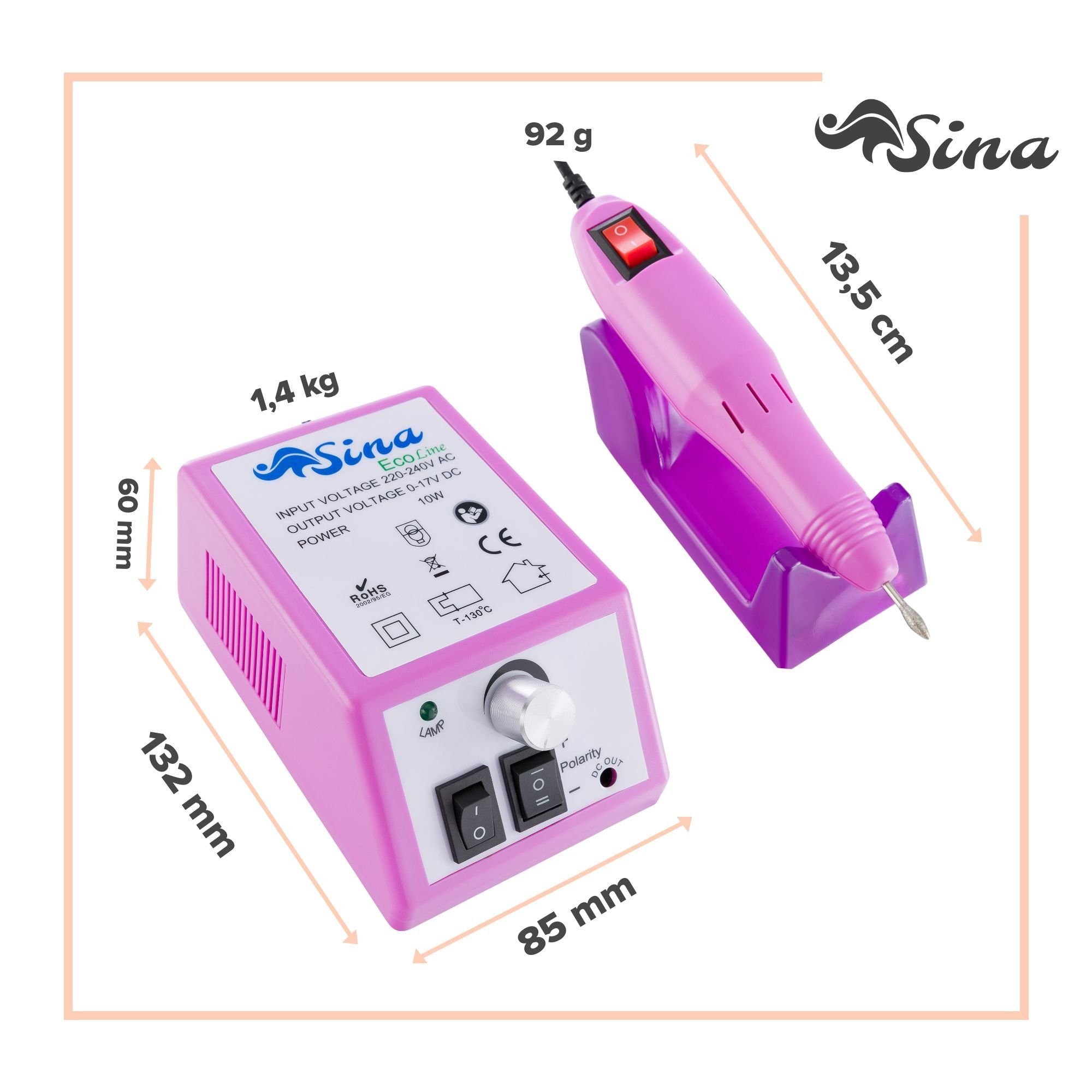 Arebos Beauty-Multigerät Elektrische Nagelfeile, Nagelfräser Pink, Beauty-Multigerät
