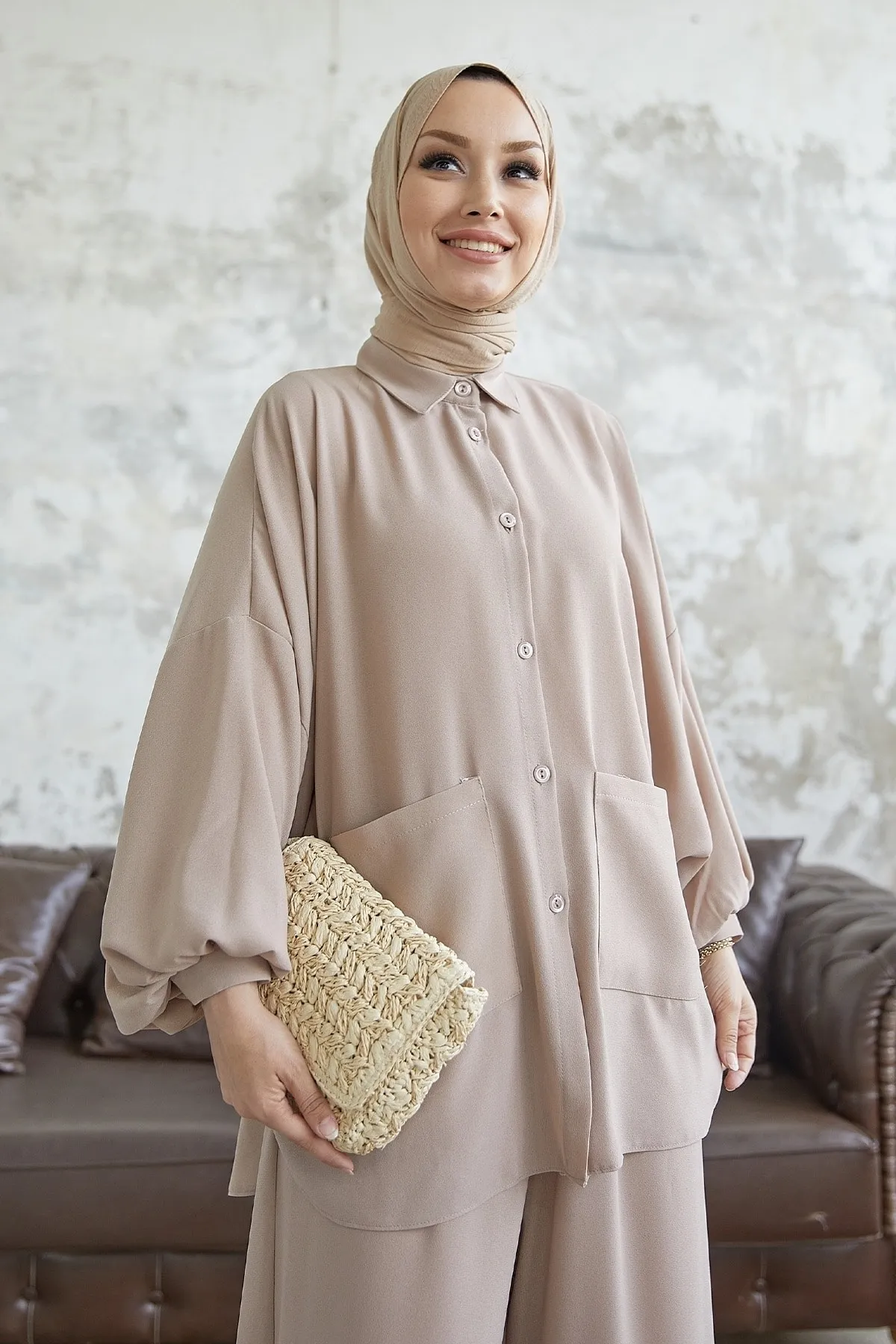 InStyle  Muno Lässiges Set mit Ballonärmeln - Beige