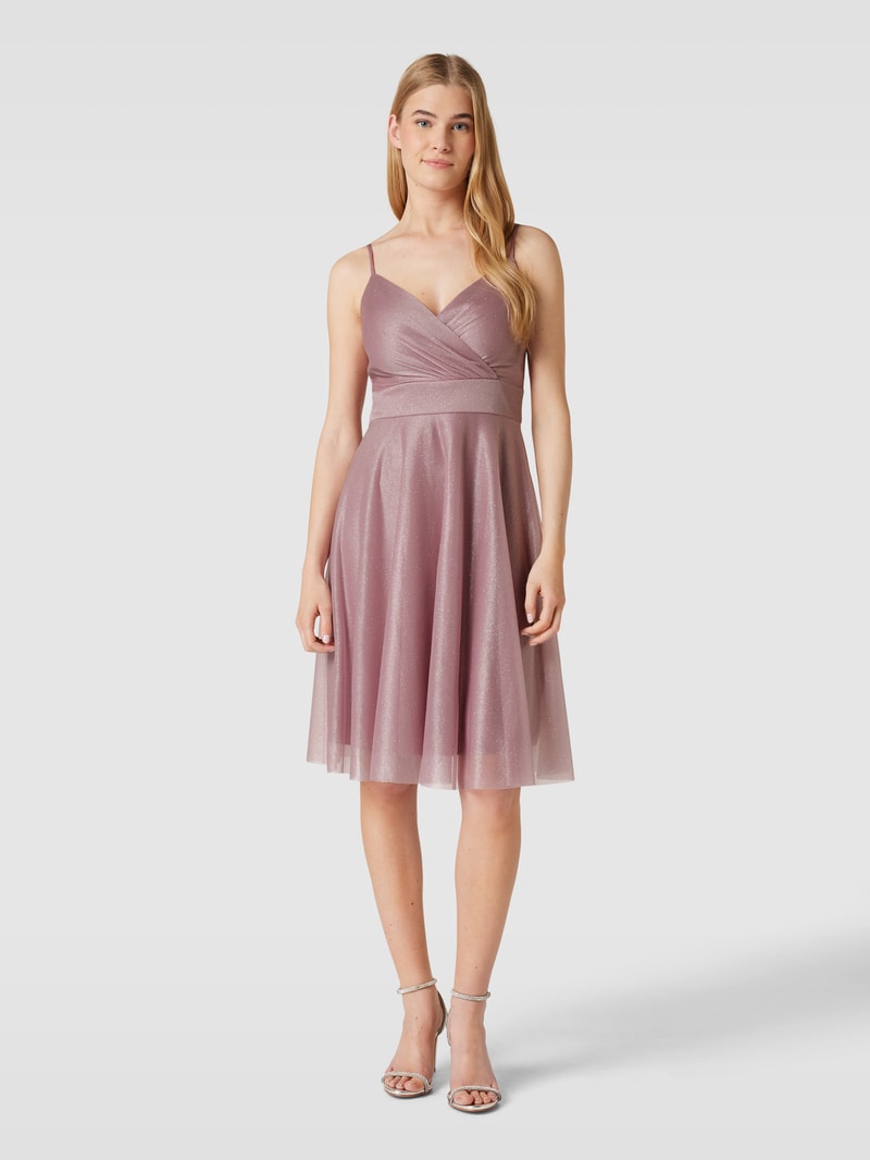 Cocktailkleid mit Spaghettiträgern in mauve