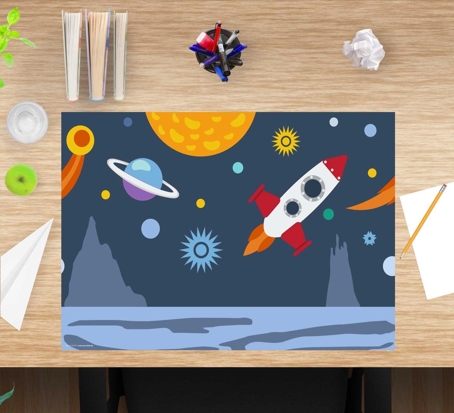 cover-your-desk.de Schreibtischaufsatz Schreibtischunterlage für Kinder - Weltall - 60 x 40 cm – aus hochwertigem Vinyl, (1-St)