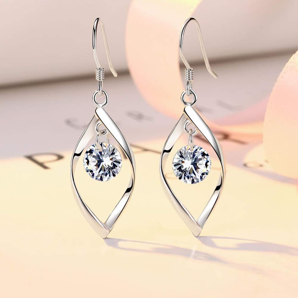 POCHUMIDUU Paar Ohrhänger Ohrhaken in Tropfenform mit weißem Diamant-Zirkonia (2-tlg), Geeignet für Bälle, Partys, Jubiläen, Feste usw.