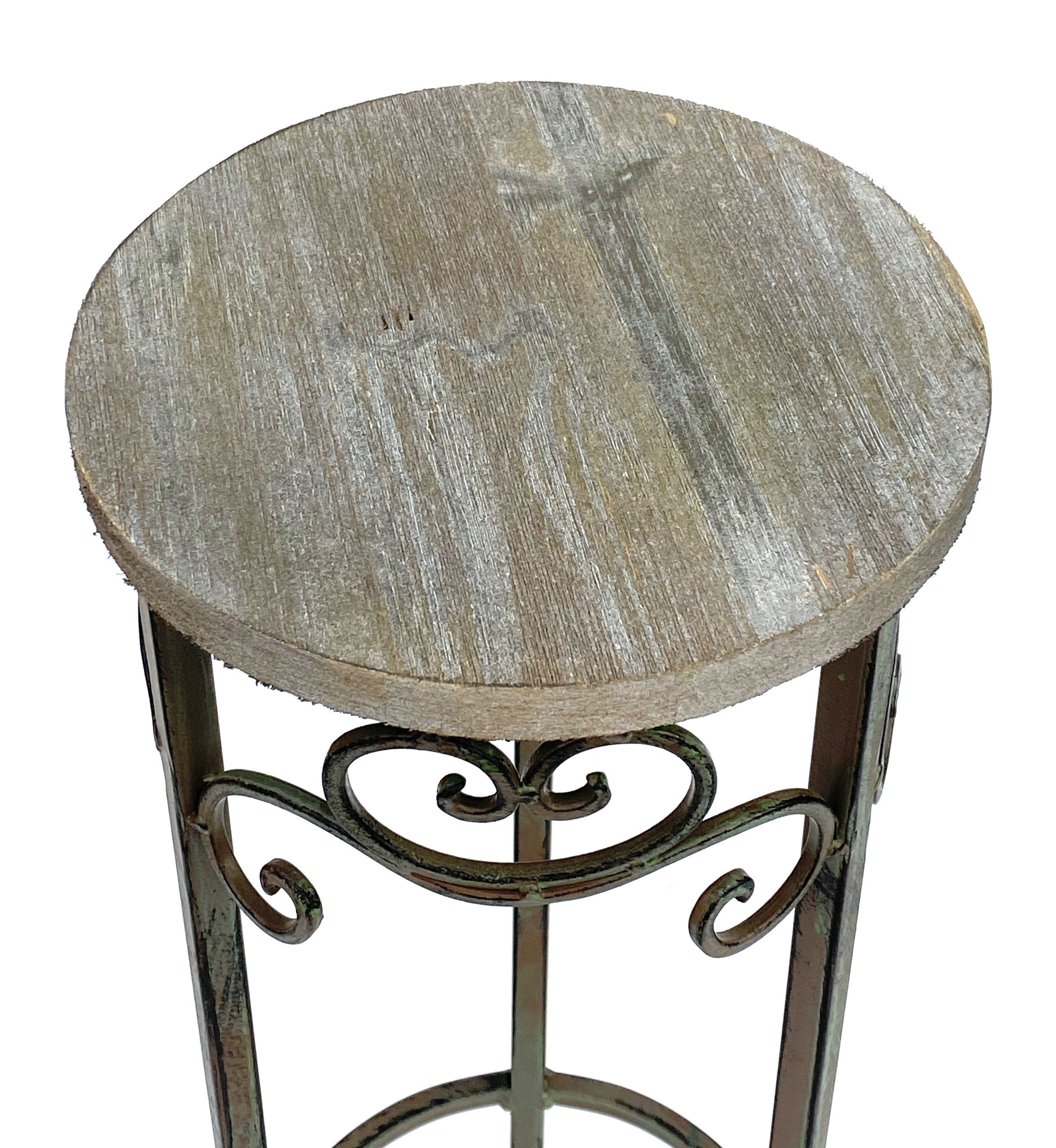 DanDiBo Blumenhocker Blumenhocker Metall Rund Blumenständer 11135 Beistelltisch Pflanzenständer Holzablage Blumensäule