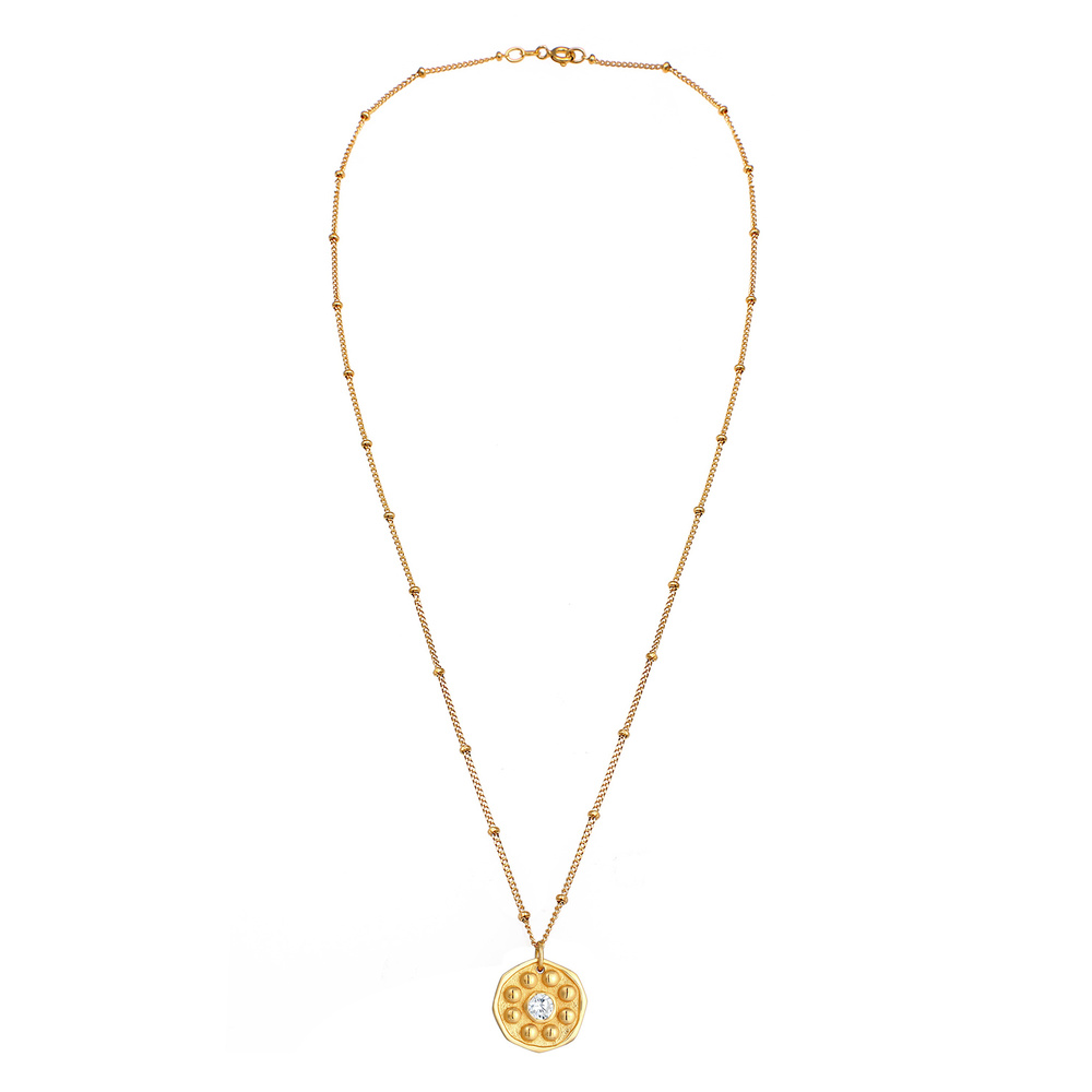 Elli Elli Collier Pendentif pour dame en chaîne à boules aspect antique avec cristaux  collier