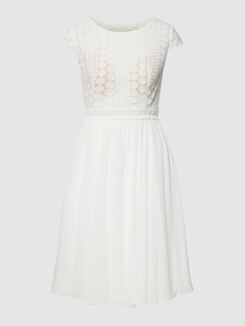 Cocktailkleid mit floraler Spitze in ecru