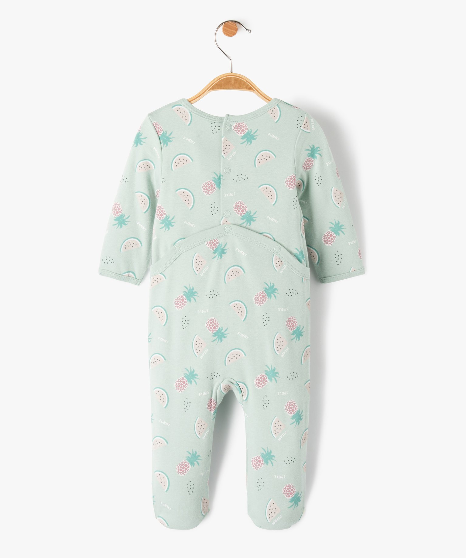 Pyjama bébé à motifs fruits exotiques fermeture pont dos vert | GEMO