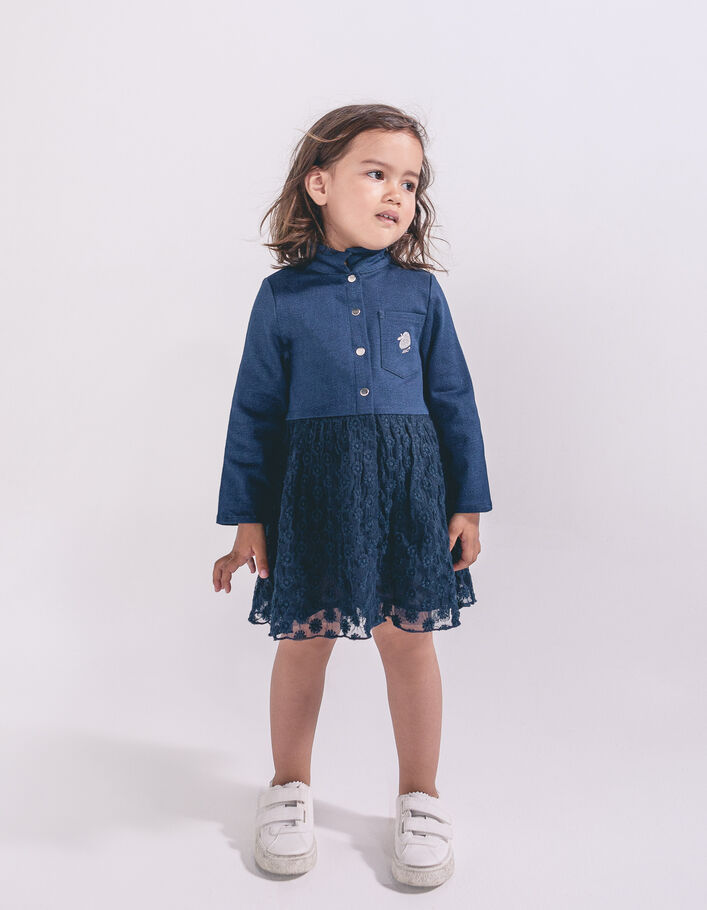 Robe-tutu marine bi matière bébé fille