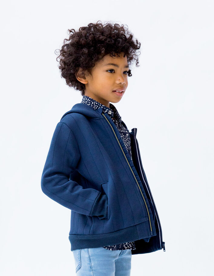 Cardigan marine molleton effet rayures garçon