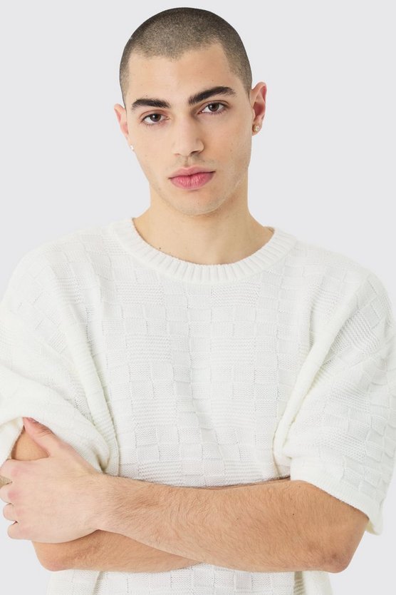 Strukturiertes Oversize T-Shirt in Weiß