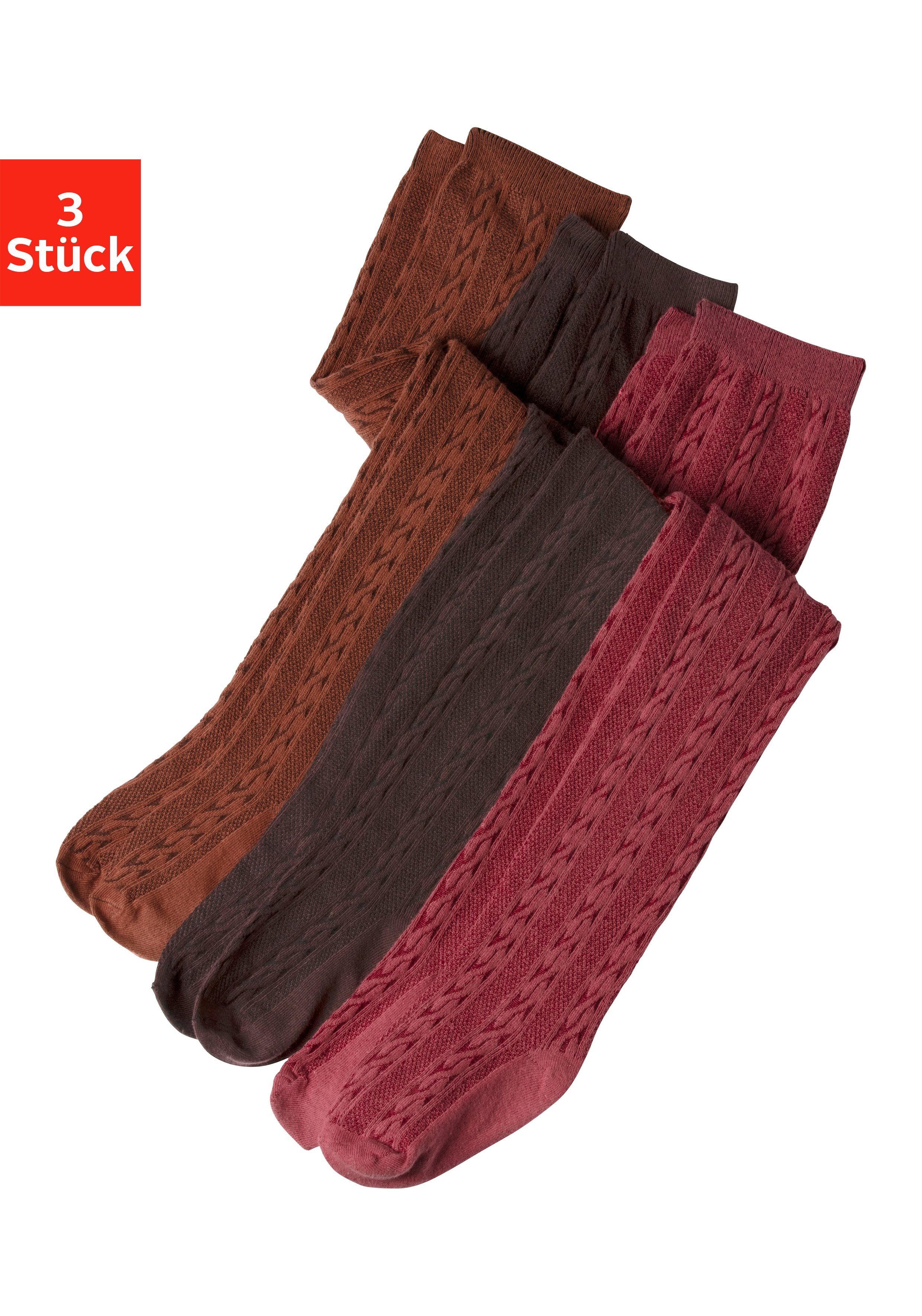 H.I.S Strumpfhose (Packung 3 St) mit Zopfmuster