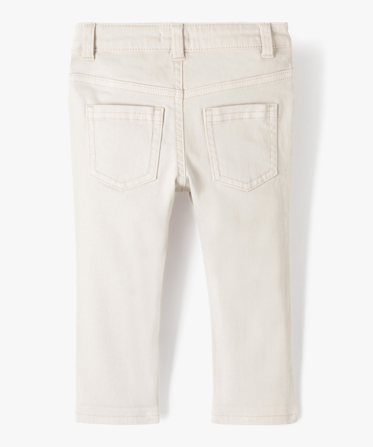 Pantalon bébé Garçon slim en toile extensible unie beige | GEMO