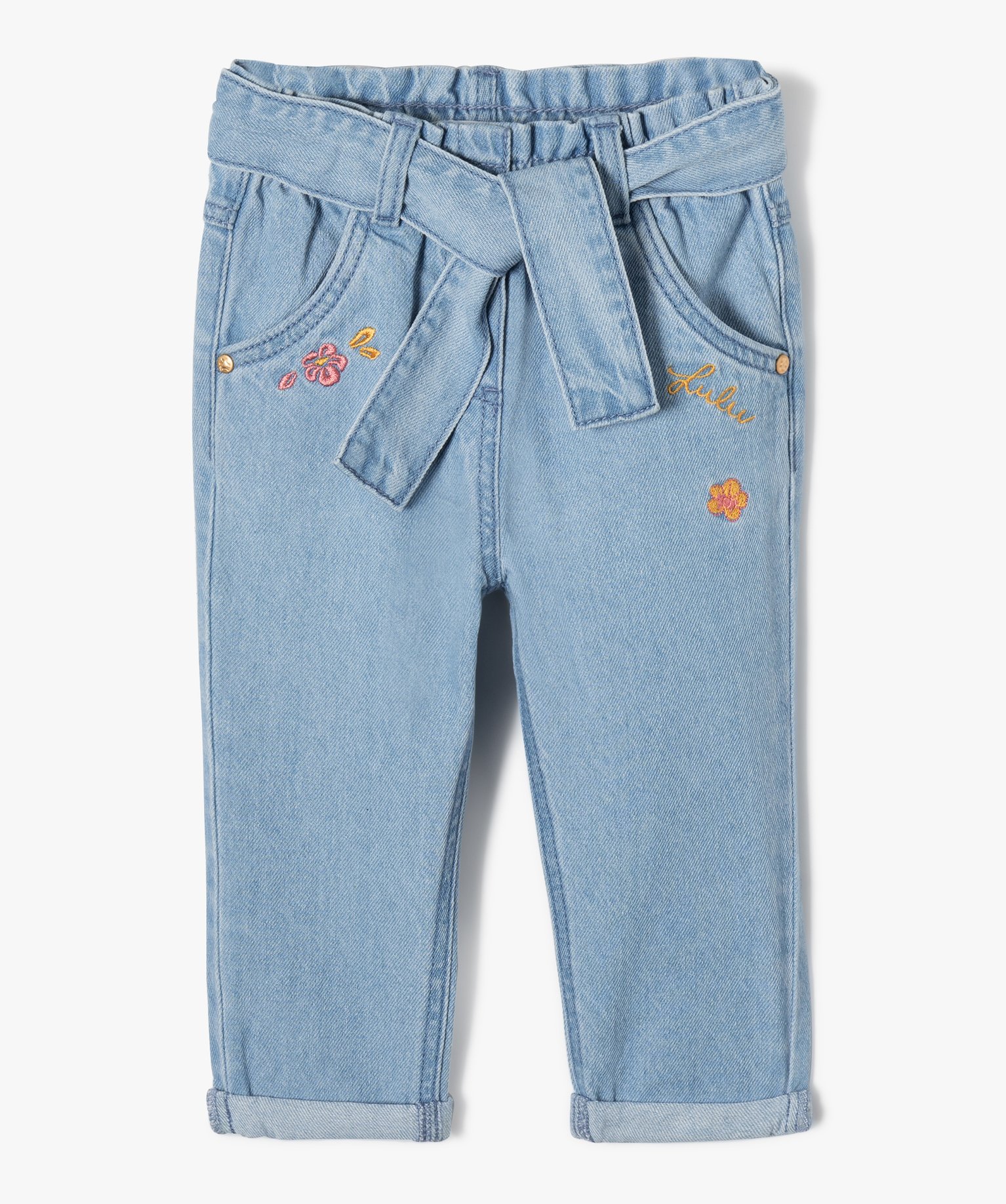Jean bébé fille avec motifs brodés - LuluCastagnette denim | GEMO