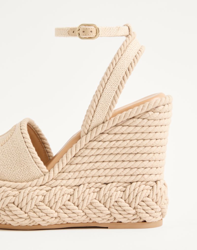 VLogo Torchon Wedge Sandal in Linen Canvas 130mm