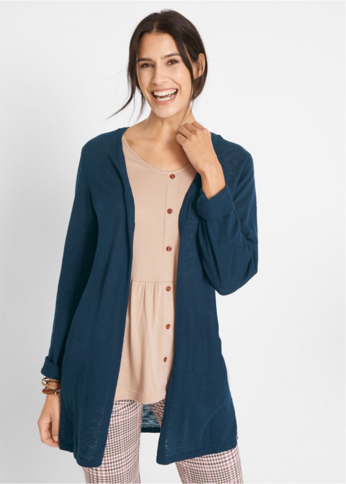 Leichte Baumwoll-Strickjacke aus Slub Qualität