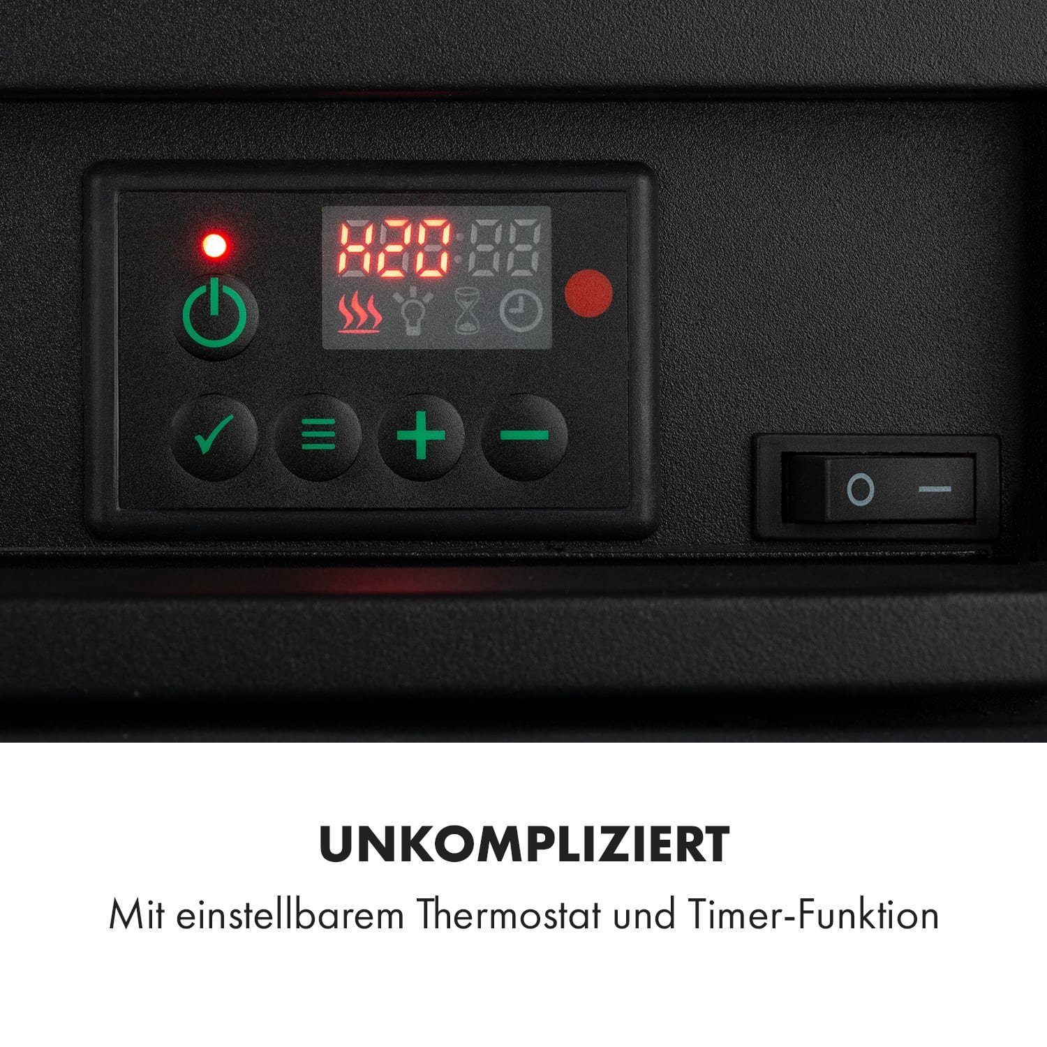 Klarstein Elektrokamin Carinthia, elektrischer Kamin mit Heizfunktion elektrischer Kaminofen mit Heizung