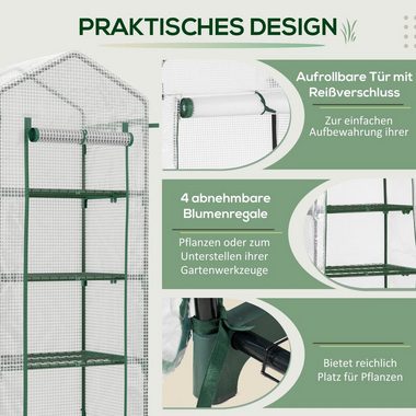 Outsunny Foliengewächshaus inklusive Regalen, wetterbeständig, aufrollbare Tür, BxTxH: 50 x 70 x 160 cm, Set 1-St., Foliengewächshaus, mit 4 Regalfächern