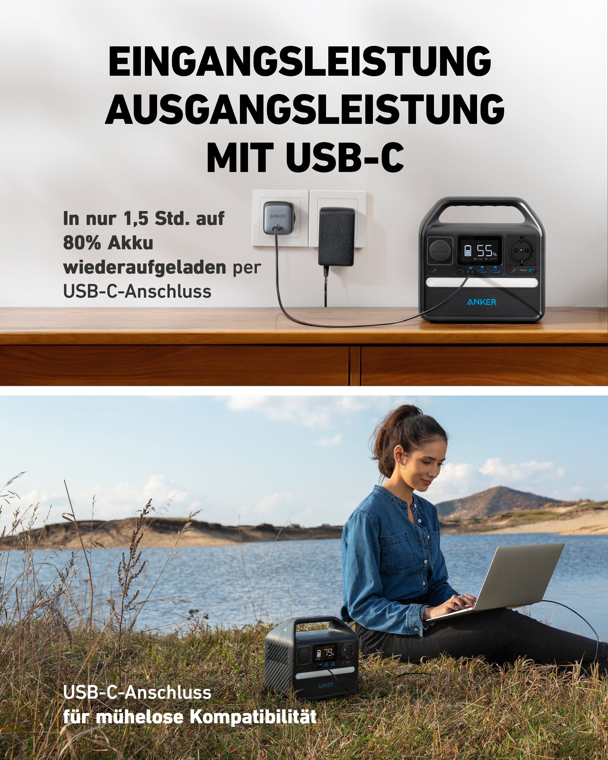 Anker Stromgenerator 521 Ladestation, 256Wh, 5-Port