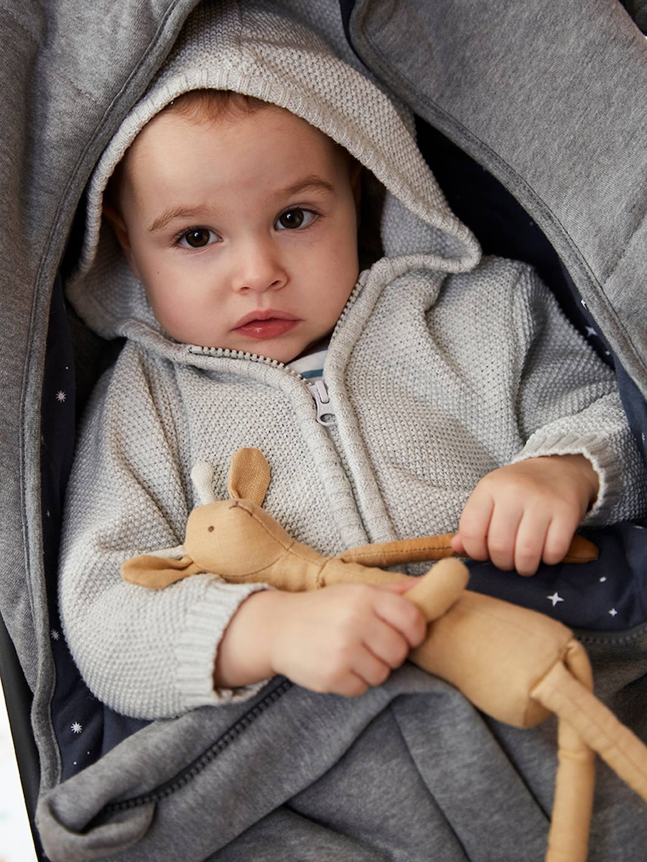Vertbaudet Sweat-Fußsack für Kinderwagen Oeko-Tex - nachtblau