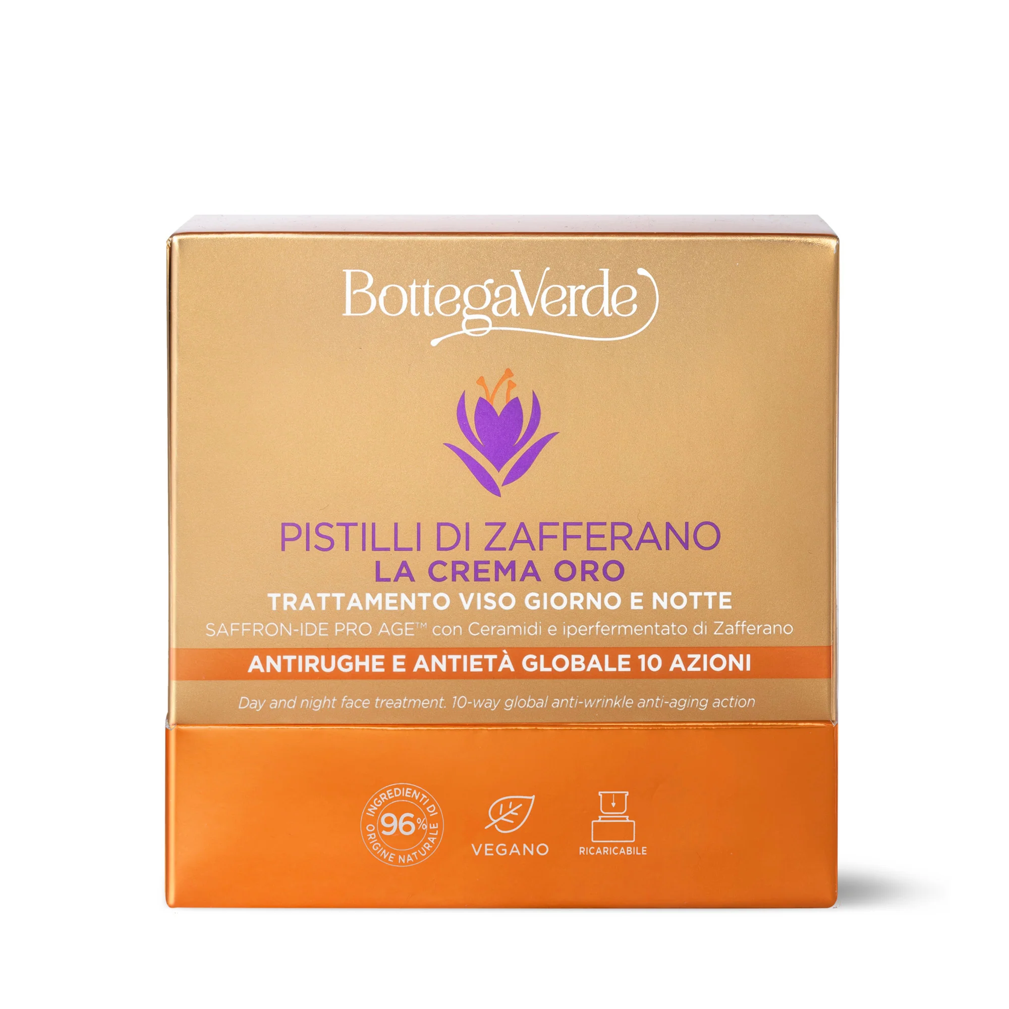 Creme de Ouro com Pistilos de Açafrão - Tratamento Facial Diurno e Noturno - Creme facial diurno com efeito global, tratamento facial noturno global