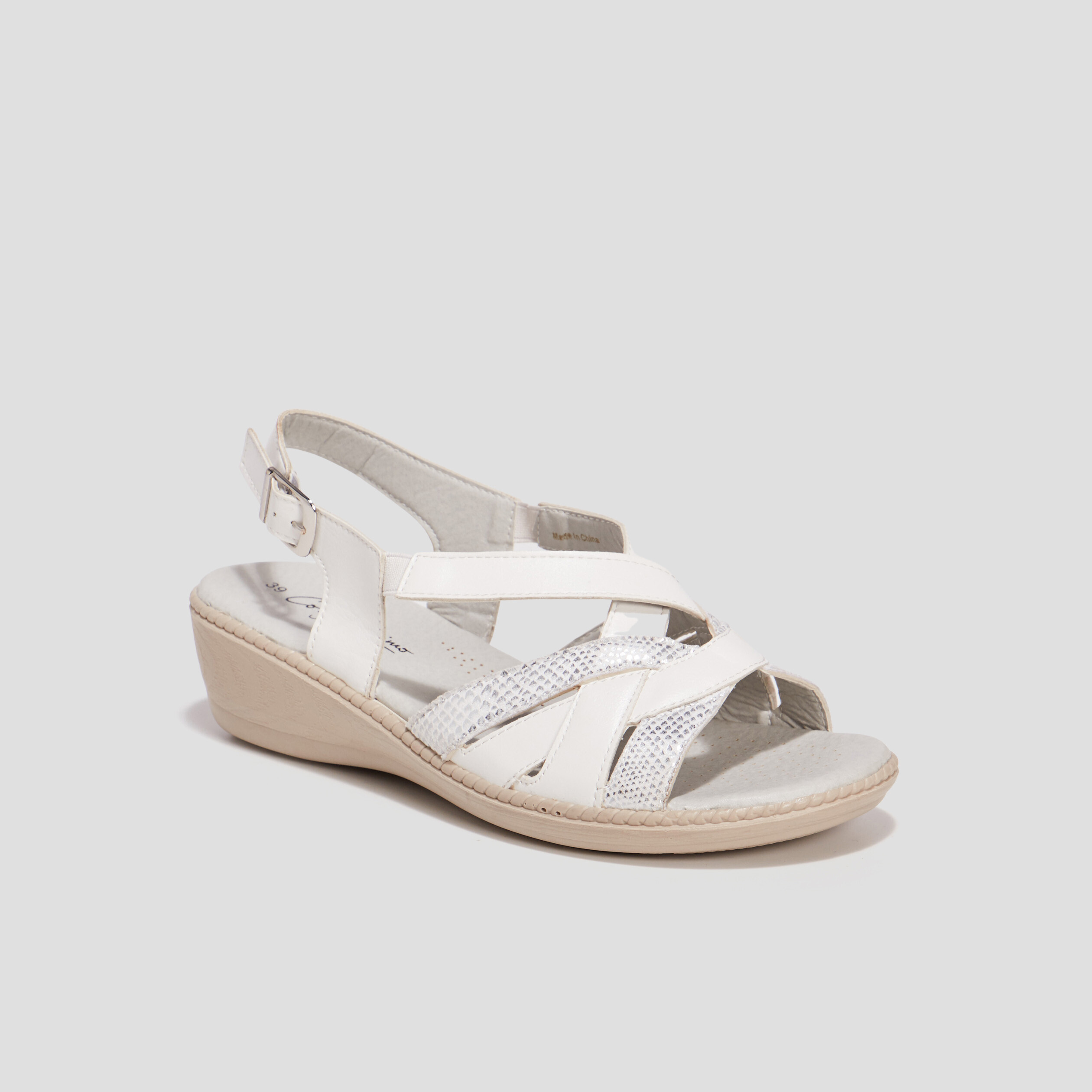 Sandales à talons compensés blanc femme | La Halle