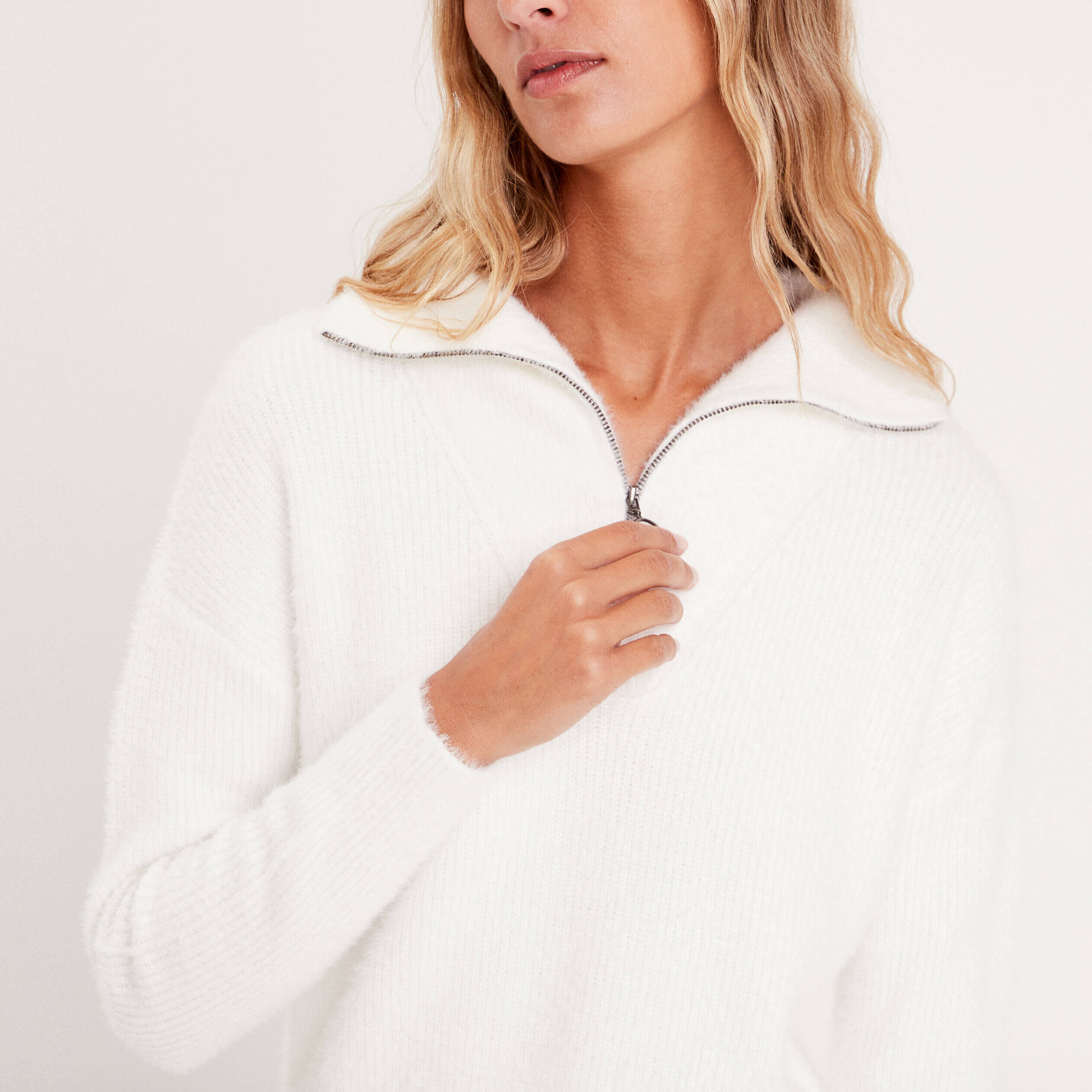 Pull col camionneur ecru femme | Cache Cache