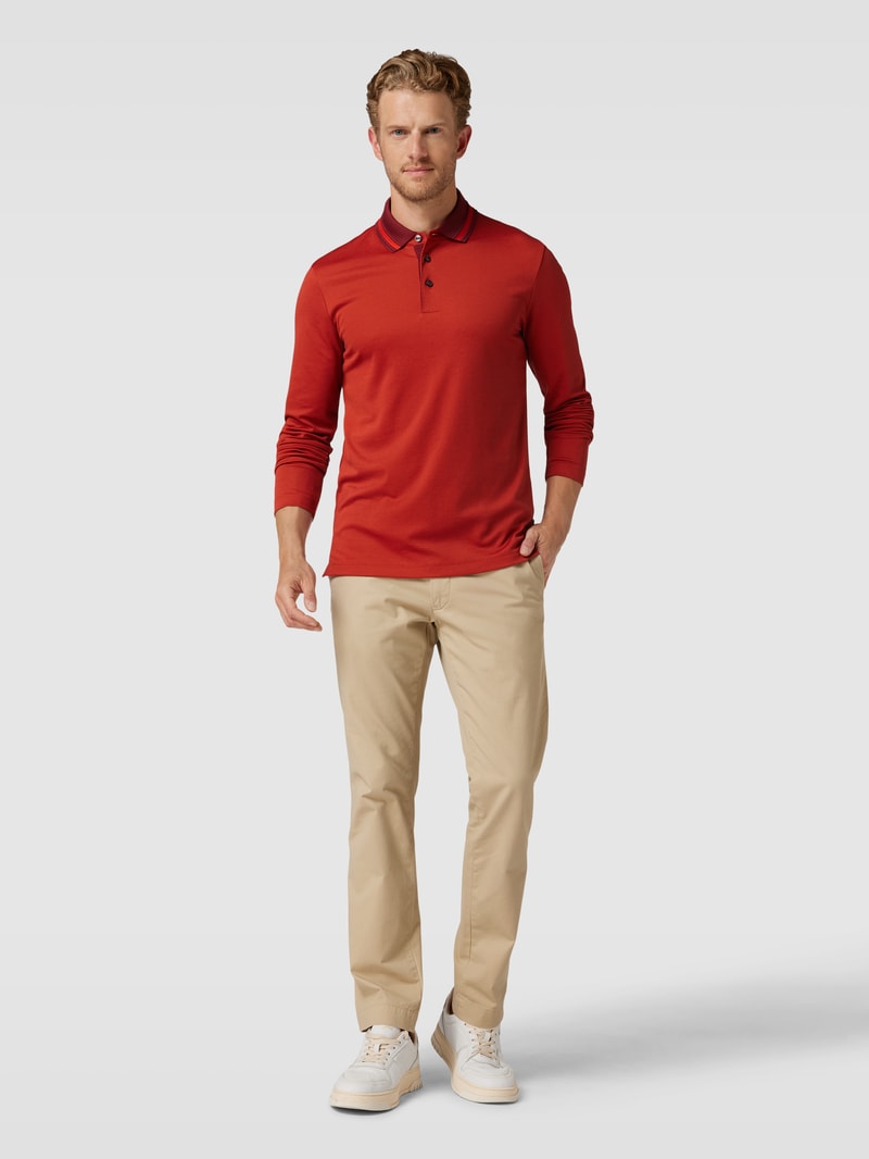 Poloshirt mit Strukturmuster Modell 'Pleins' in bordeaux rot