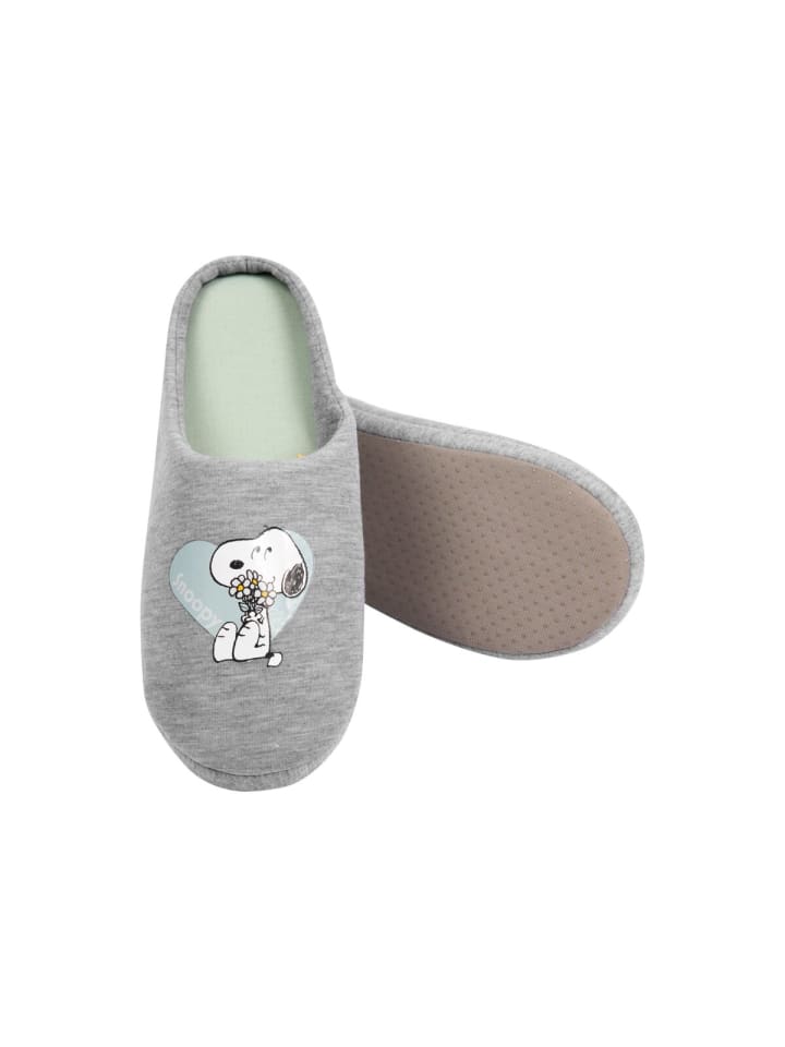 COFI 1453 United Labels Hausschuhe für Damen Snoopy Slipper Pantoffeln in Grau günstig kaufen