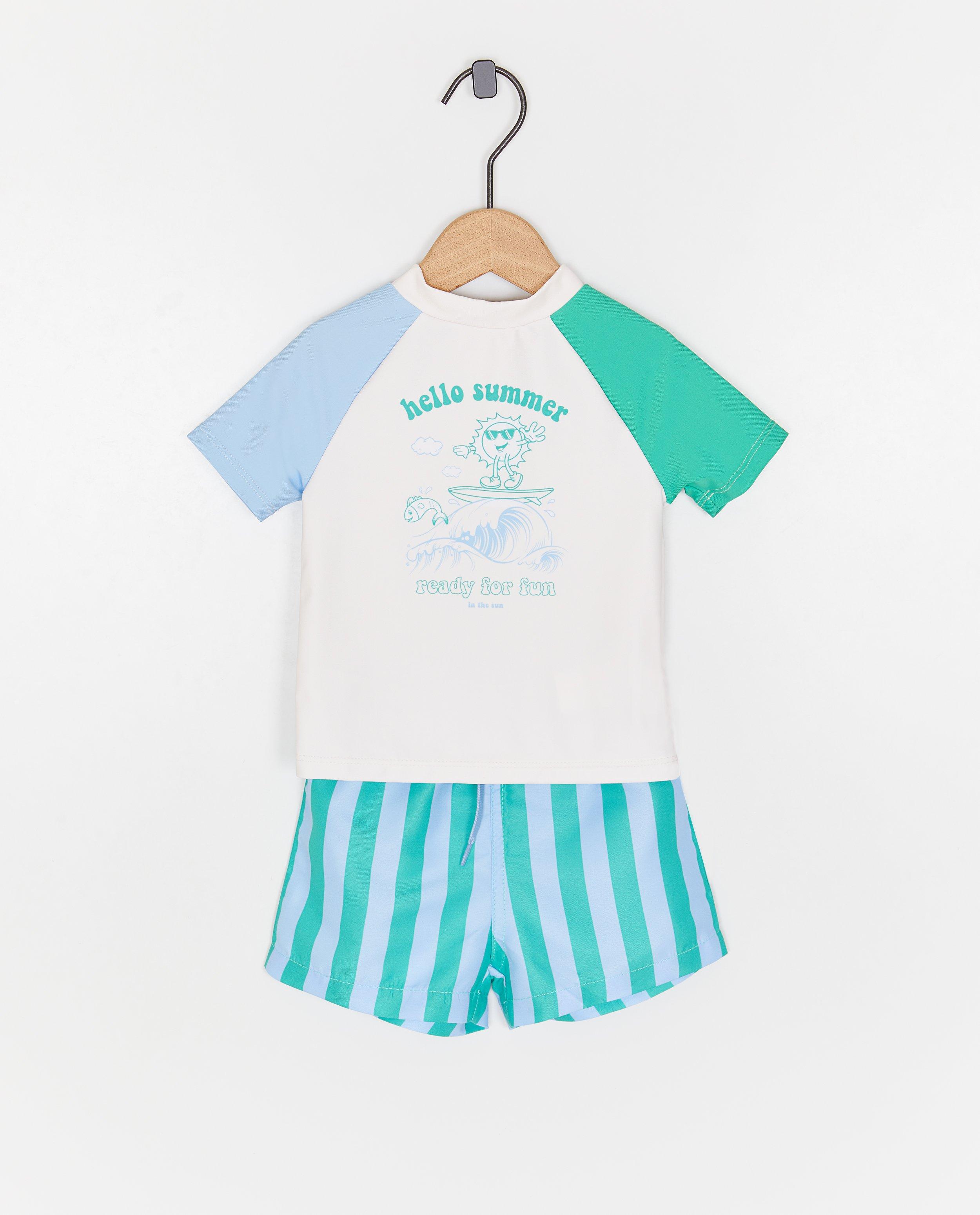 Îmbrățișări și Zâmbete Zwemset: top + pantaloni scurți, UPF 50+, alb 62-104