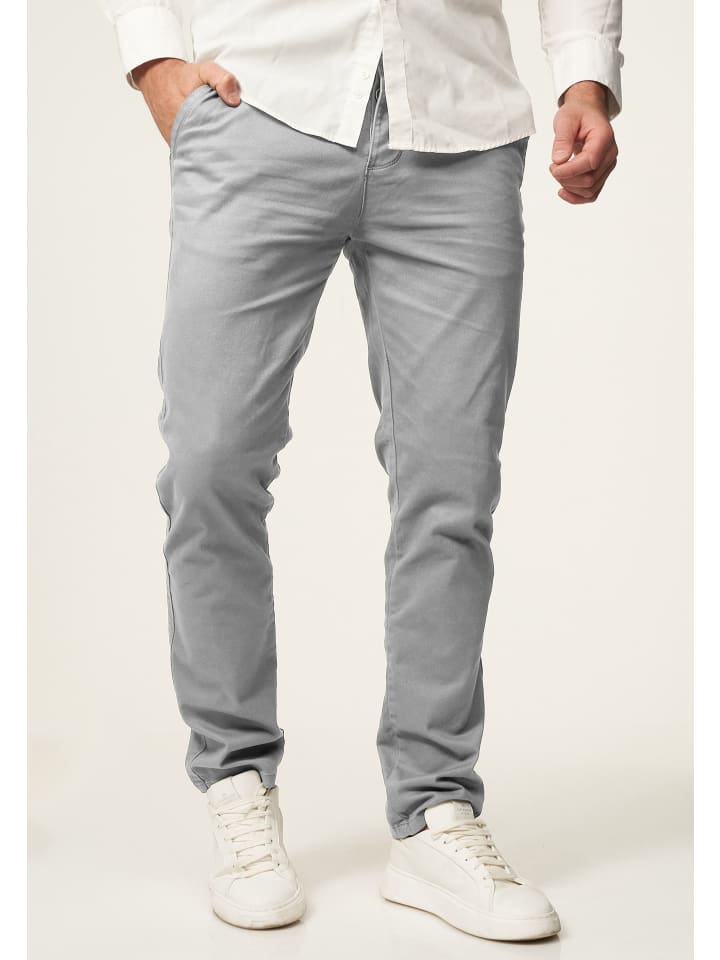 DAILY COTTON Chinohose - DCPROVO Chino Hose Elastische Jeans Stoffhose Slim-Fit in Hellgrau günstig kaufen