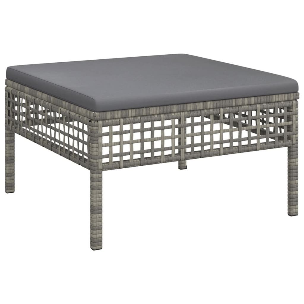 vidaXL Gartenlounge-Set 3-tlg. Garten-Lounge-Set mit Kissen Grau Poly Rattan, (1-tlg)