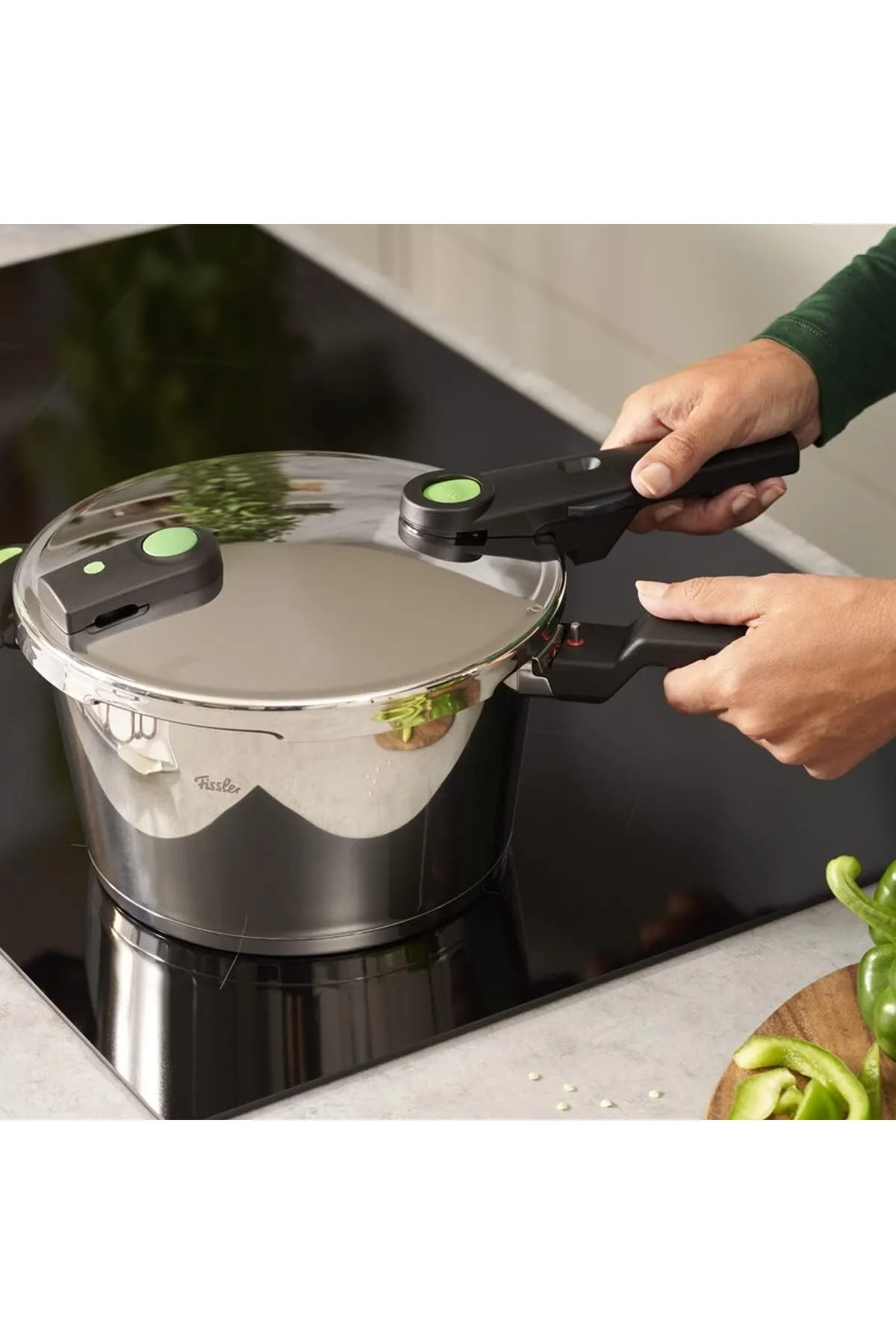 Viwares  Fissler Vitaquick Green / Schnellkochtopf (6 L 22 cm) Edelstahl-Dampfkochtopf 2-Garstufen Induktion