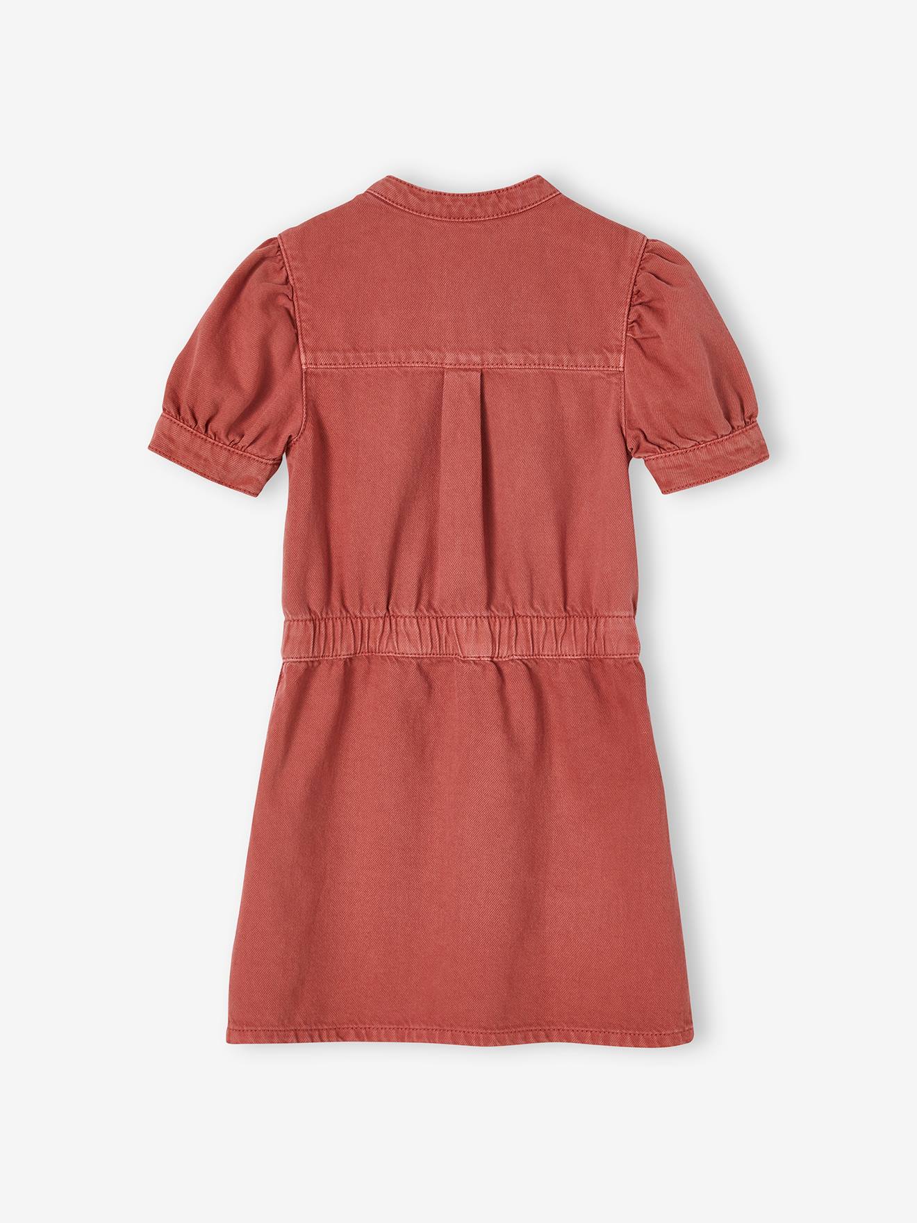 Robe zippée manches boules fille terracotta