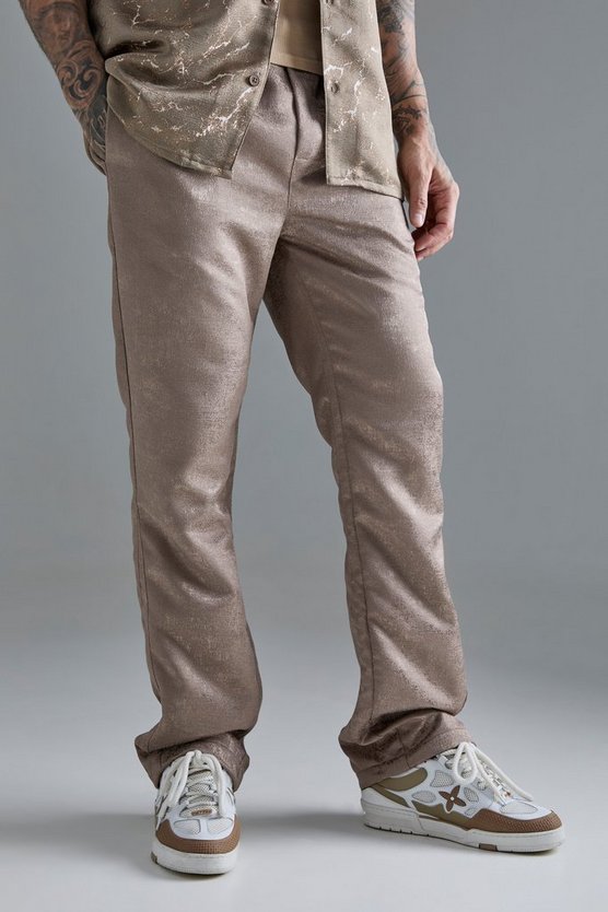 Strukturierte Slim-Fit Hose mit elastischem Bund