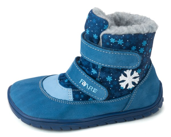 Fare Bare |vB ~ Winterstiefel Leder + Tex ~ Schneeflöckchen Blau