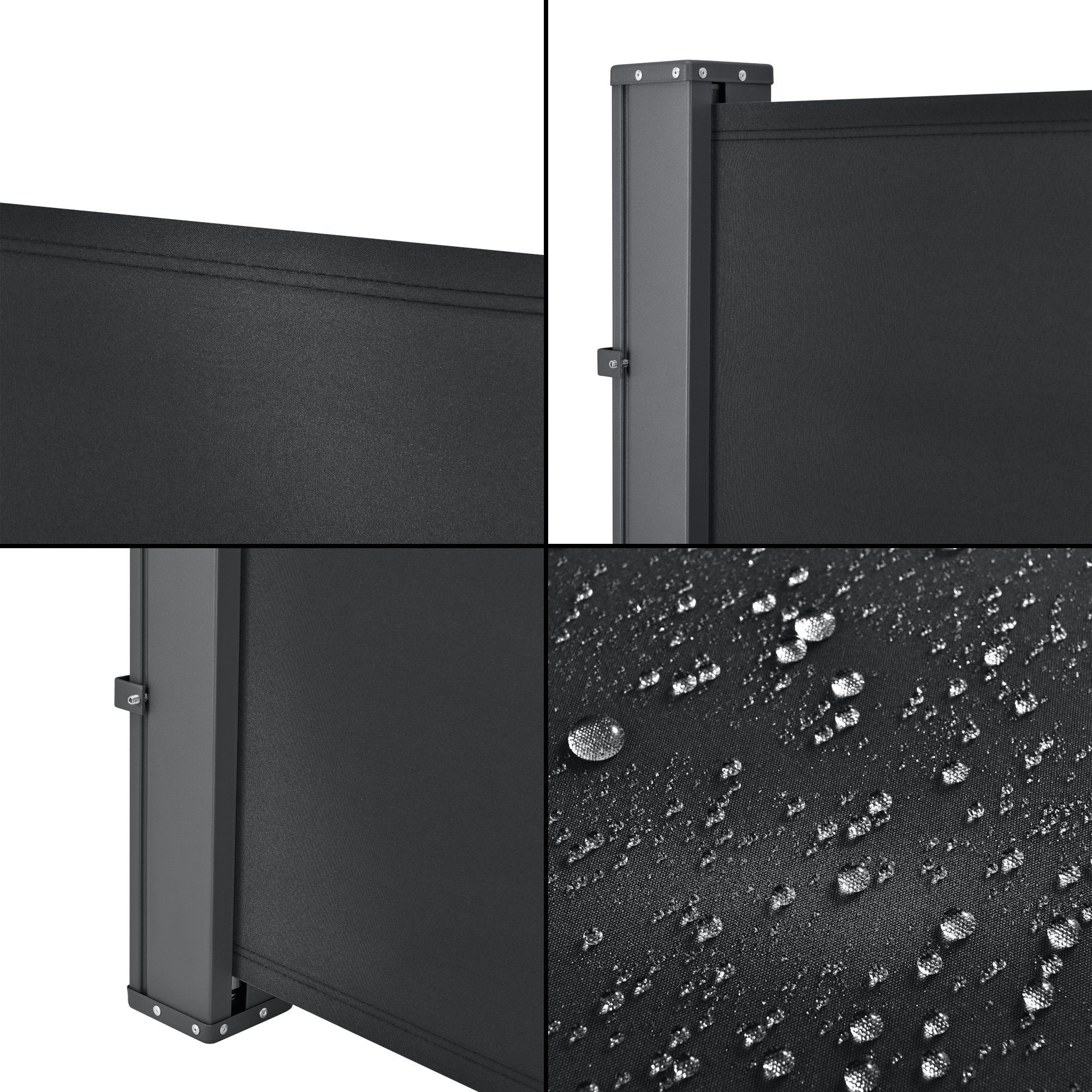 pro.tec Seitenmarkise Arrentela Sichtschutz 300 x 180 cm Schwarz
