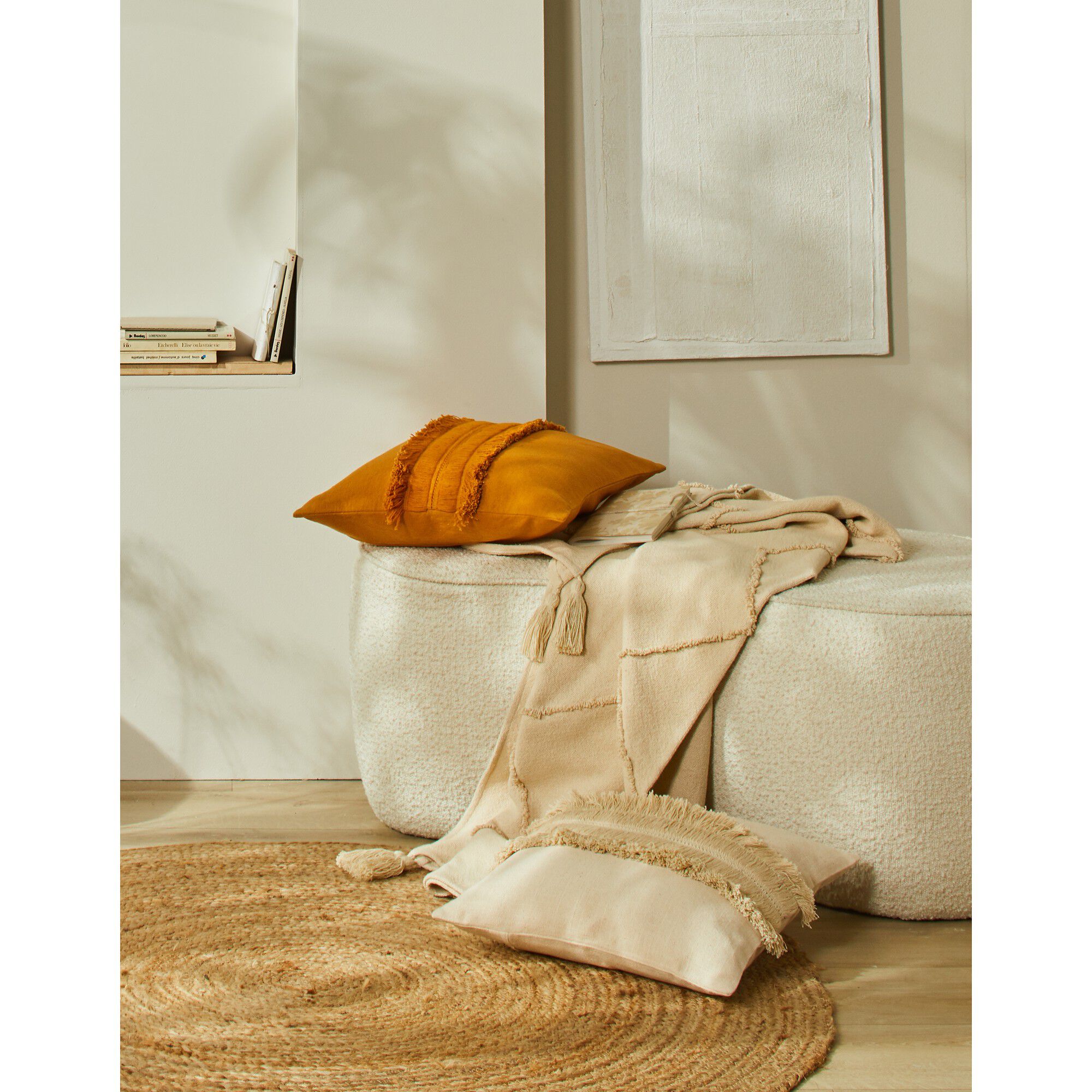 Coussin avec galon franges