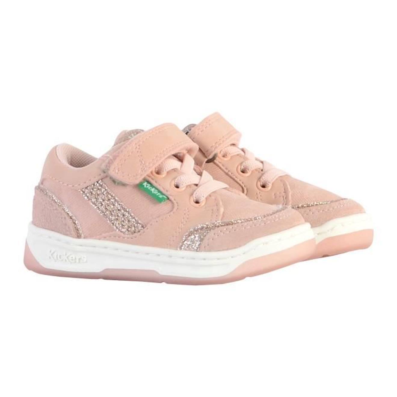 Basket Cuir Enfant Kickers Kouic rose