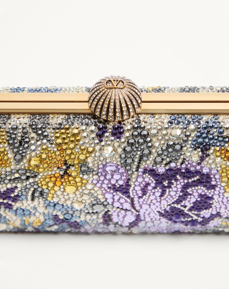 Valentino Garavani Carry Secrets Minaudiere med blomstermotiv af rhinsten