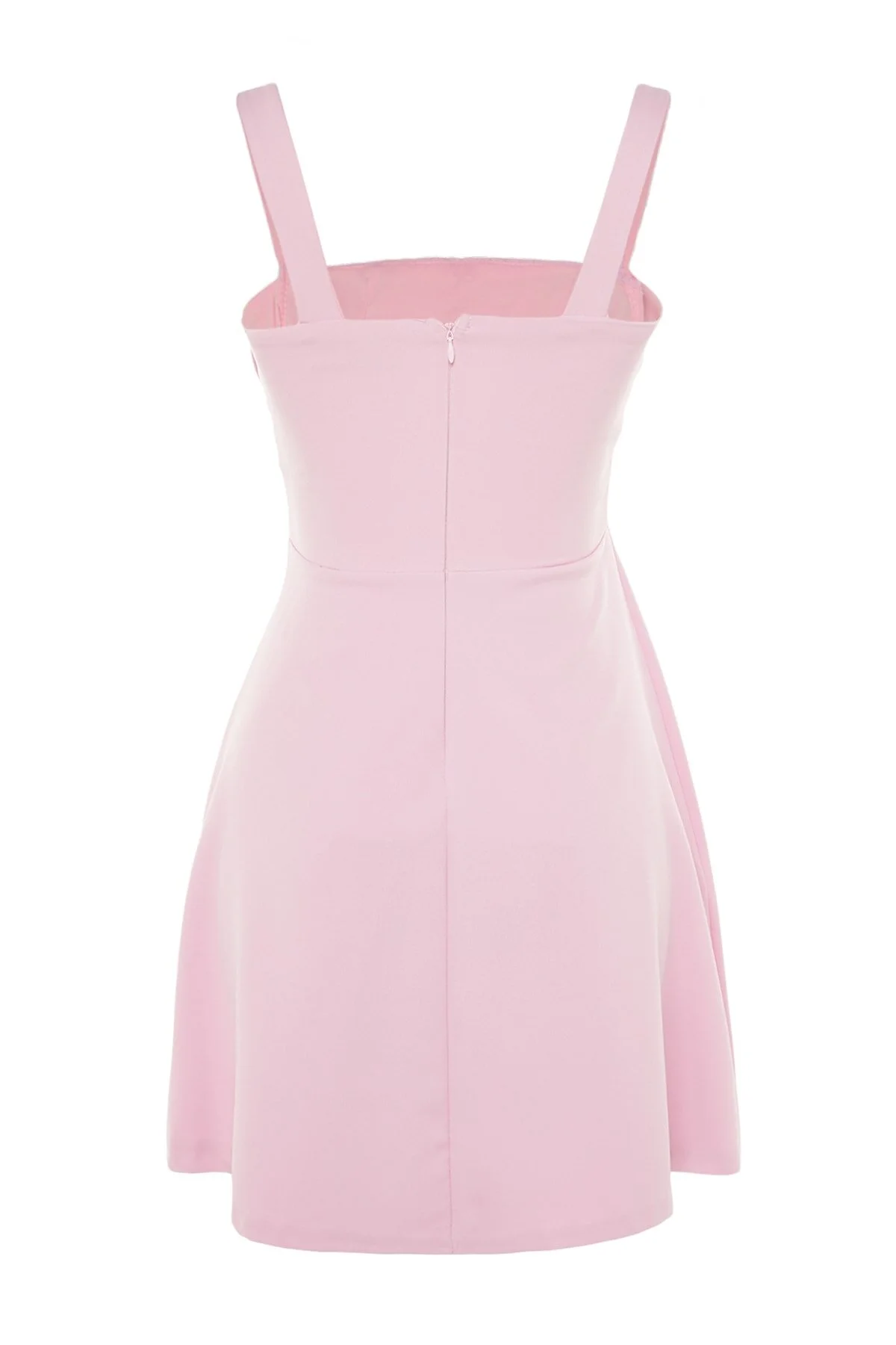 Trendyol Collection  Rosa Abendkleid mit offener Taille/Skater-Webmuster TPRSS23EL00031