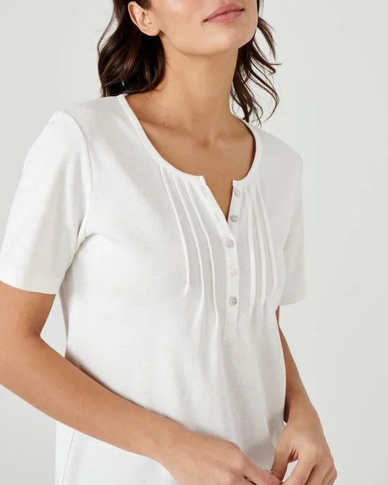 Tee-shirt col tunisien pur coton